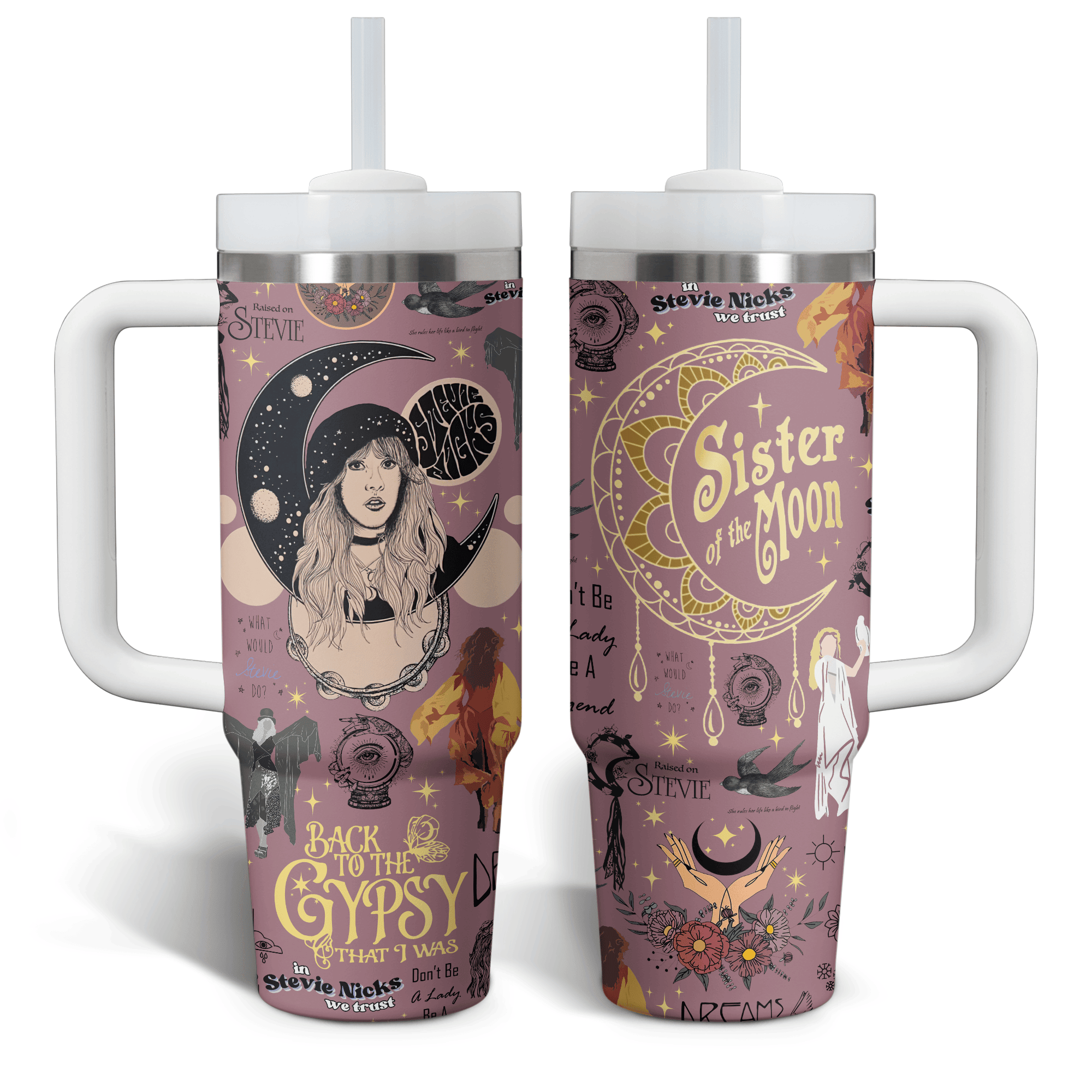 Stevie Nicks Music Custom Stanley Cup 40 oz 30 oz Tumbler With Handle