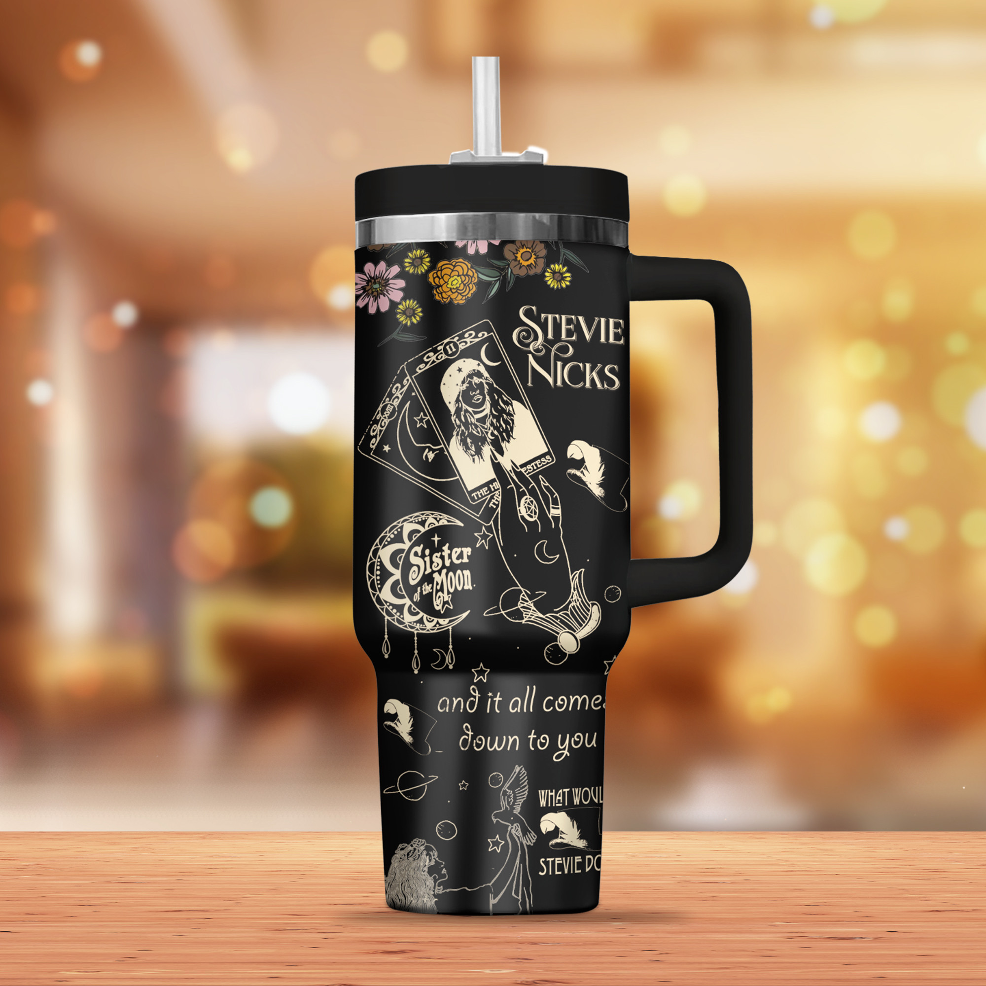 Stevie Nicks Music Custom Stanley Cup 40 oz 30 oz Tumbler With Handle