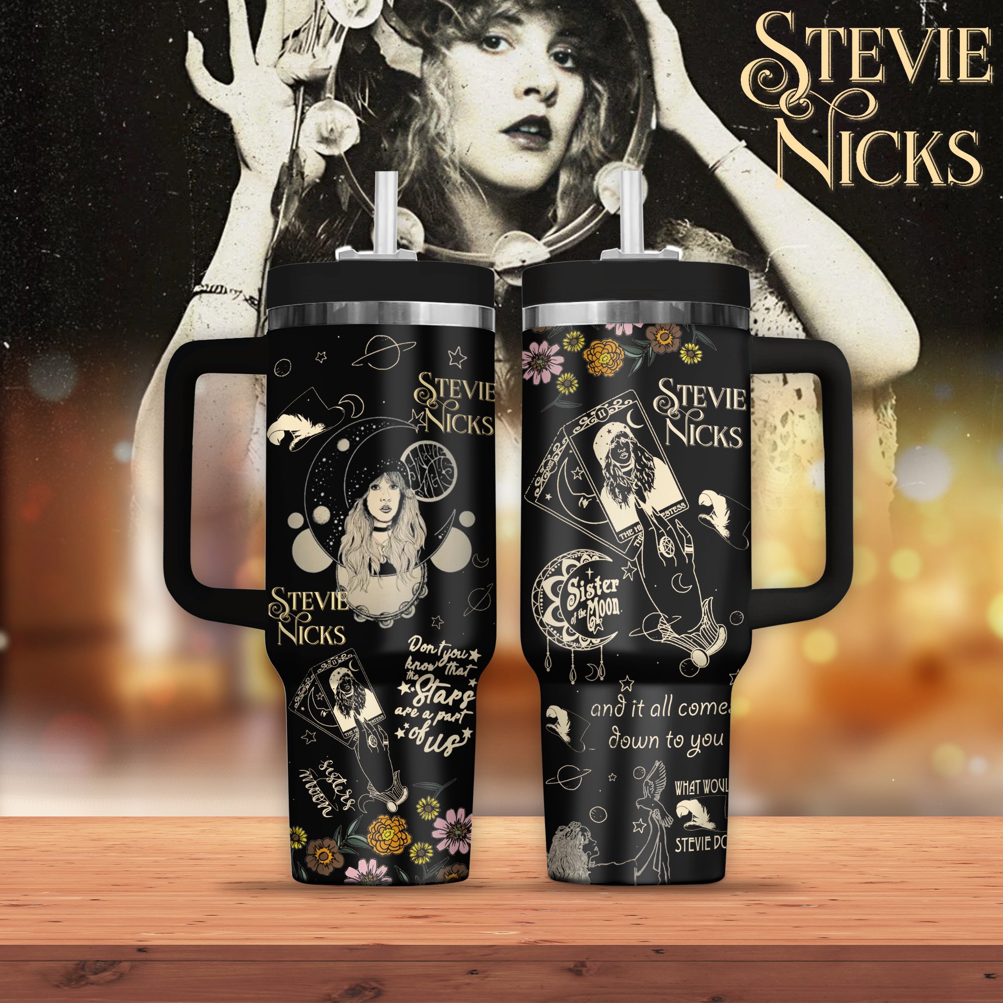 Stevie Nicks Music Custom Stanley Cup 40 oz 30 oz Tumbler With Handle