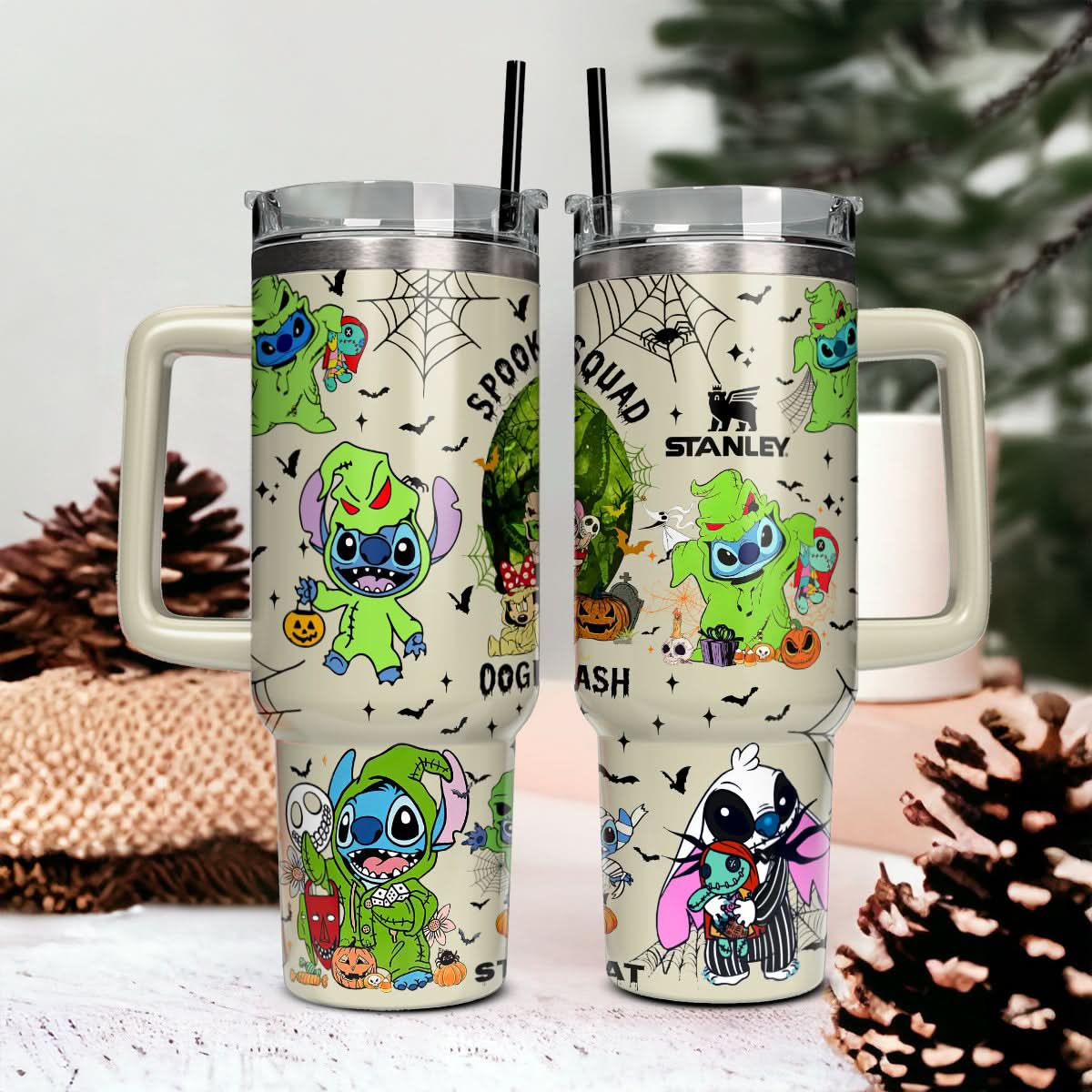Stitch And The Nightmare Before Christmas Movies Custom Stanley Cup 40 oz 30 oz Tumbler With Handle