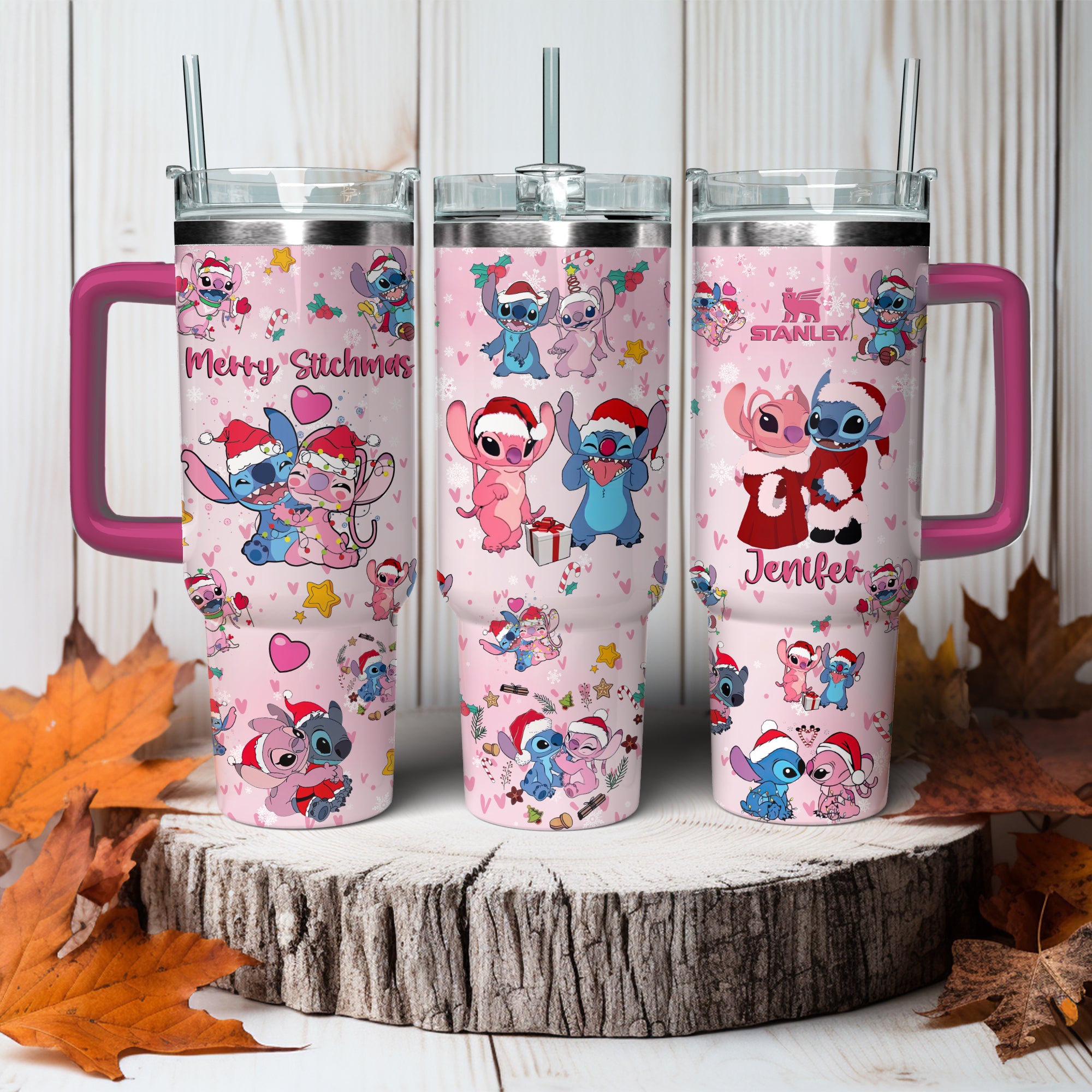 Stitch Cartoon Christmas Custom Stanley Cup 40 oz 30 oz Tumbler With Handle