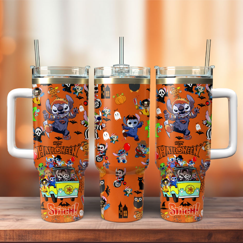 Stitch Cartoon Custom Stanley Cup 40 oz 30 oz Tumbler With Handle
