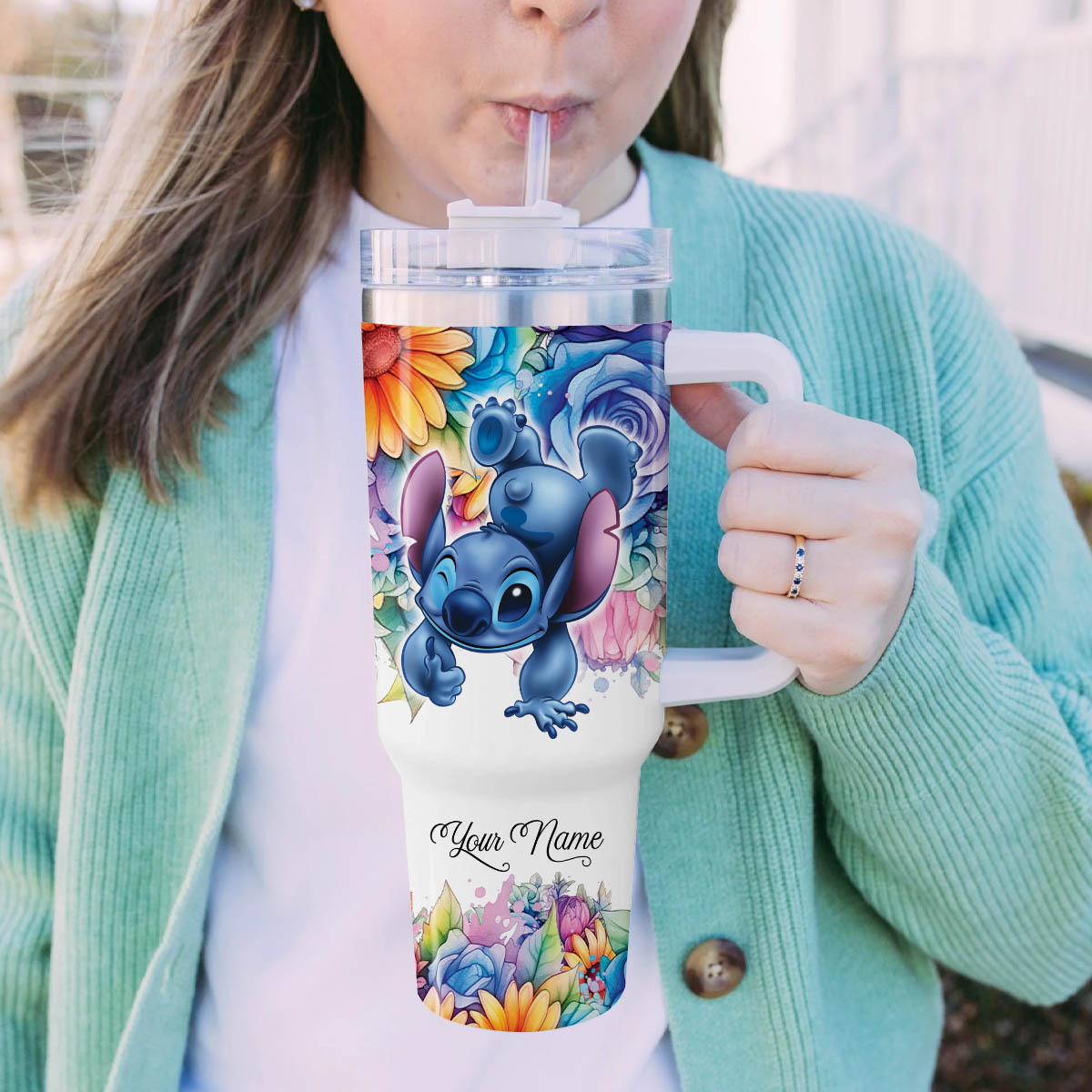 Stitch Cartoon Custom Stanley Cup 40 oz 30 oz Tumbler With Handle