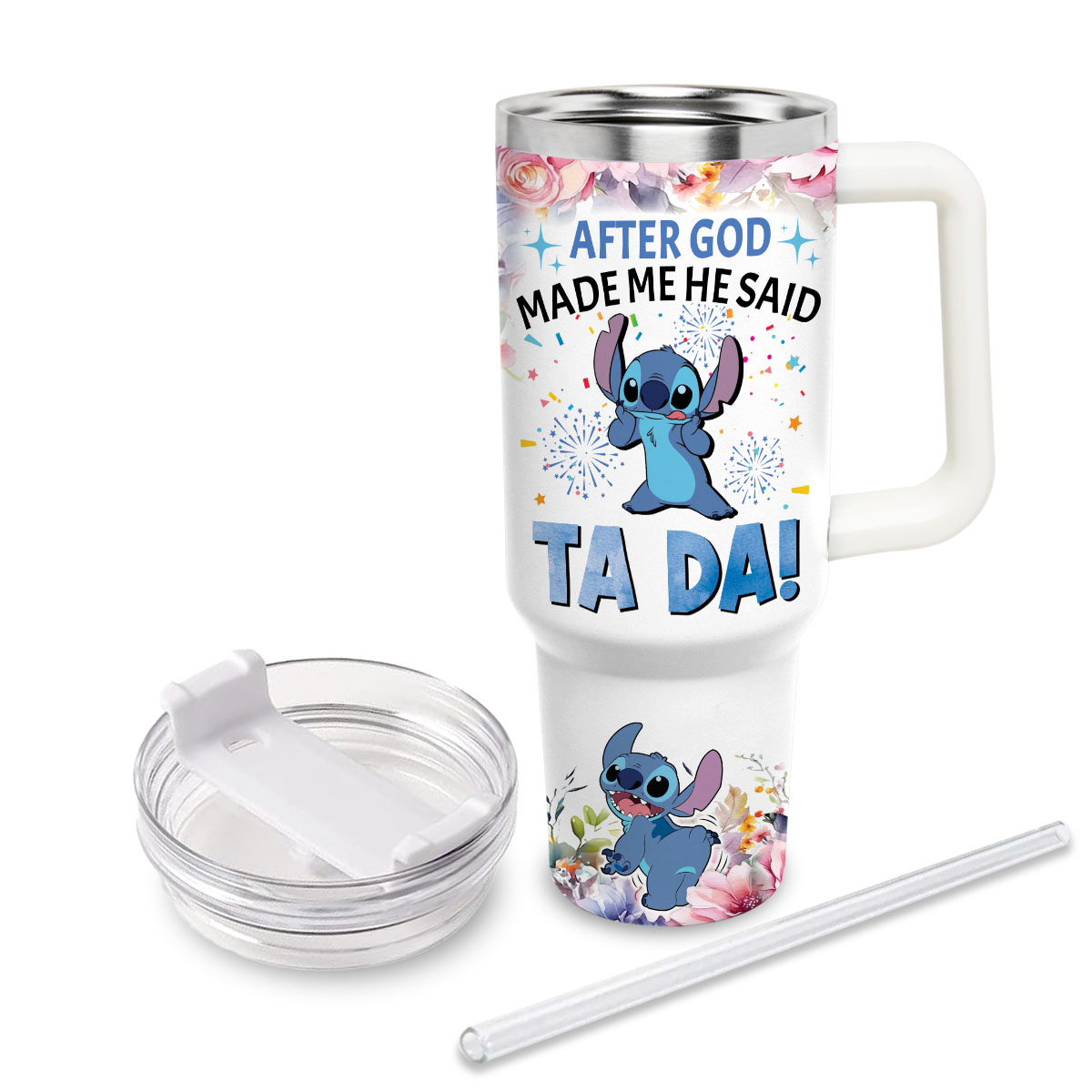 Stitch Cartoon Custom Stanley Cup 40 oz 30 oz Tumbler With Handle