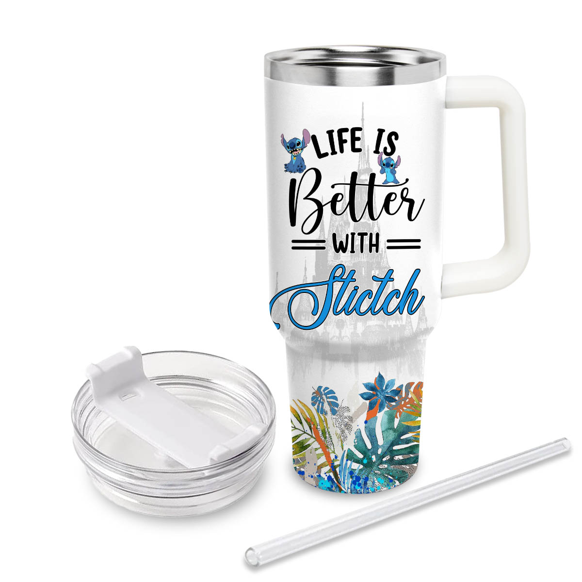Stitch Cartoon Custom Stanley Cup 40 oz 30 oz Tumbler With Handle