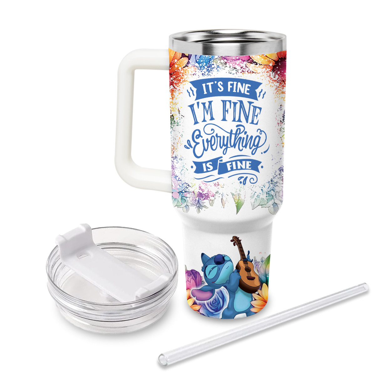 Stitch Cartoon Custom Stanley Cup 40 oz 30 oz Tumbler With Handle