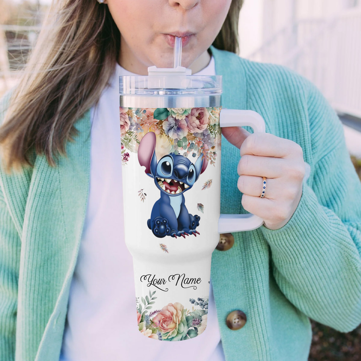 Stitch Cartoon Custom Stanley Cup 40 oz 30 oz Tumbler With Handle