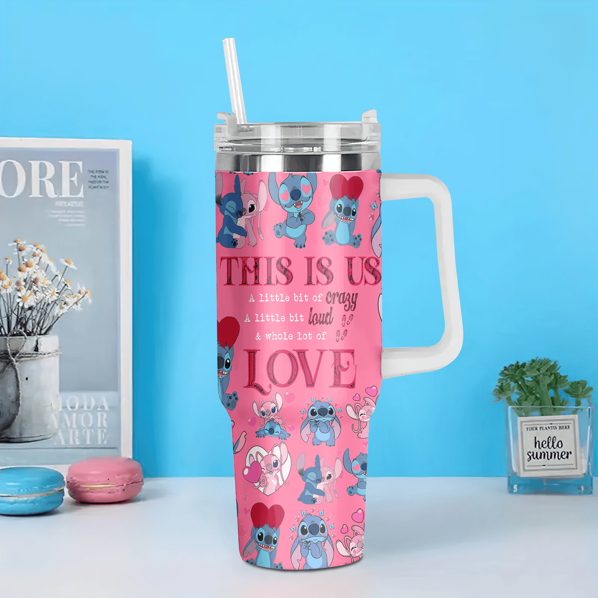 Stitch Cartoon Custom Stanley Cup 40 oz 30 oz Tumbler With Handle