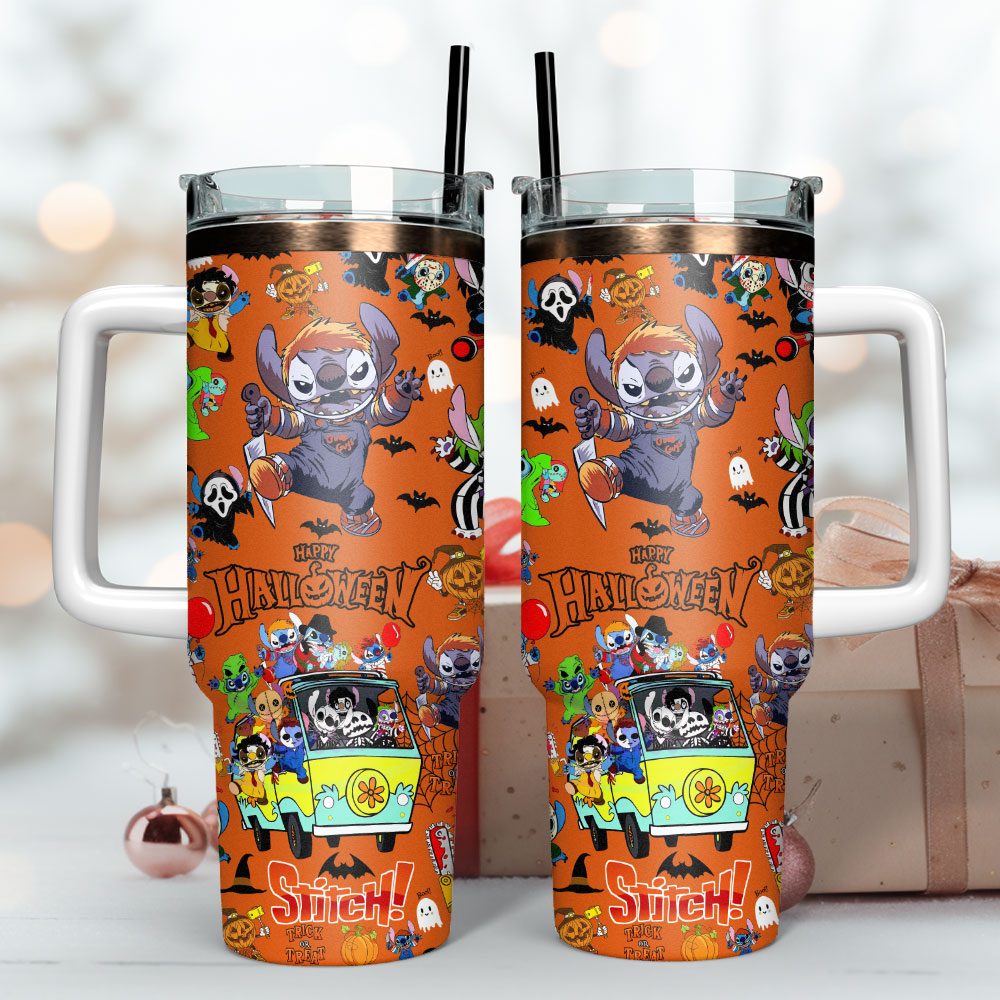 Stitch Cartoon Custom Stanley Cup 40 oz 30 oz Tumbler With Handle