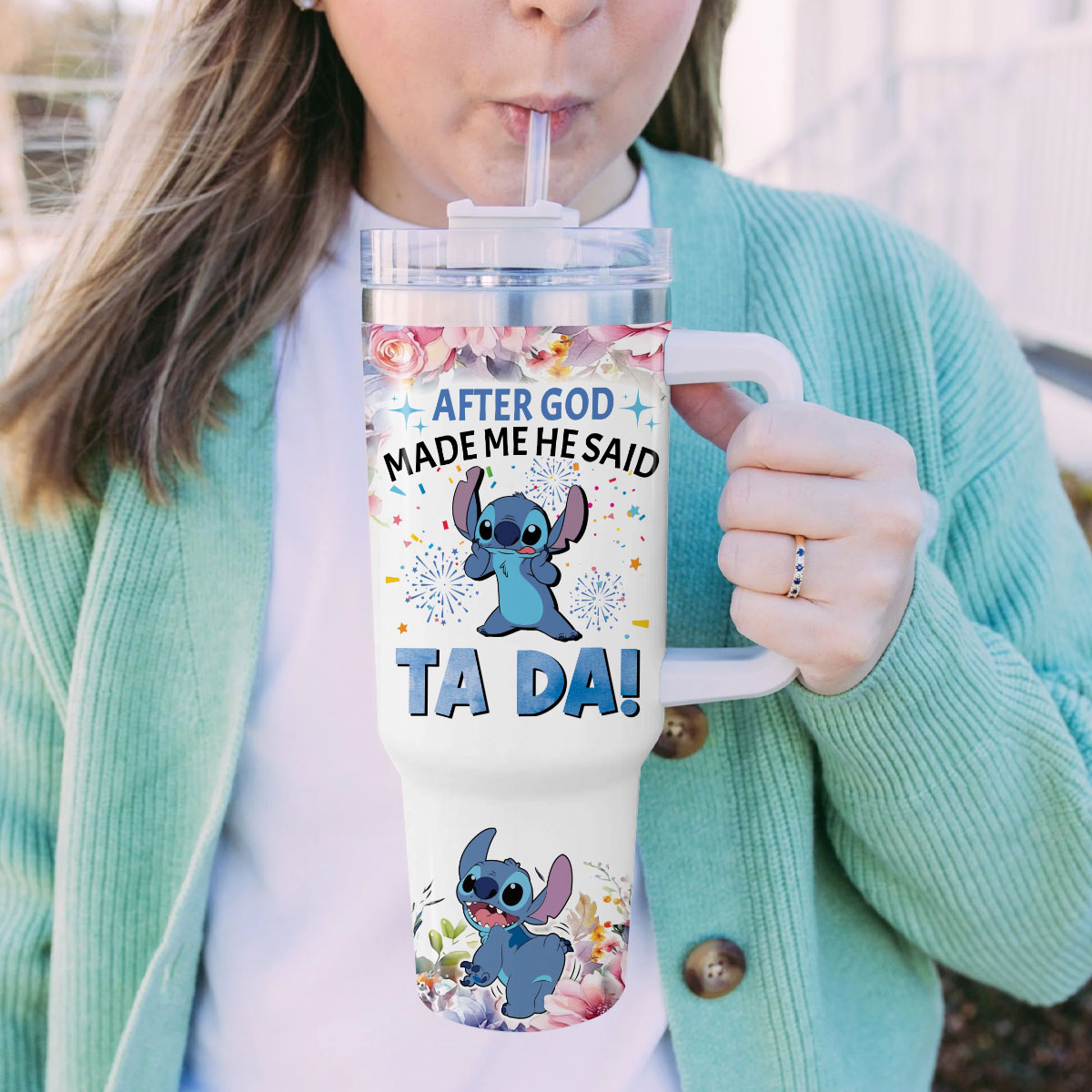 Stitch Cartoon Custom Stanley Cup 40 oz 30 oz Tumbler With Handle