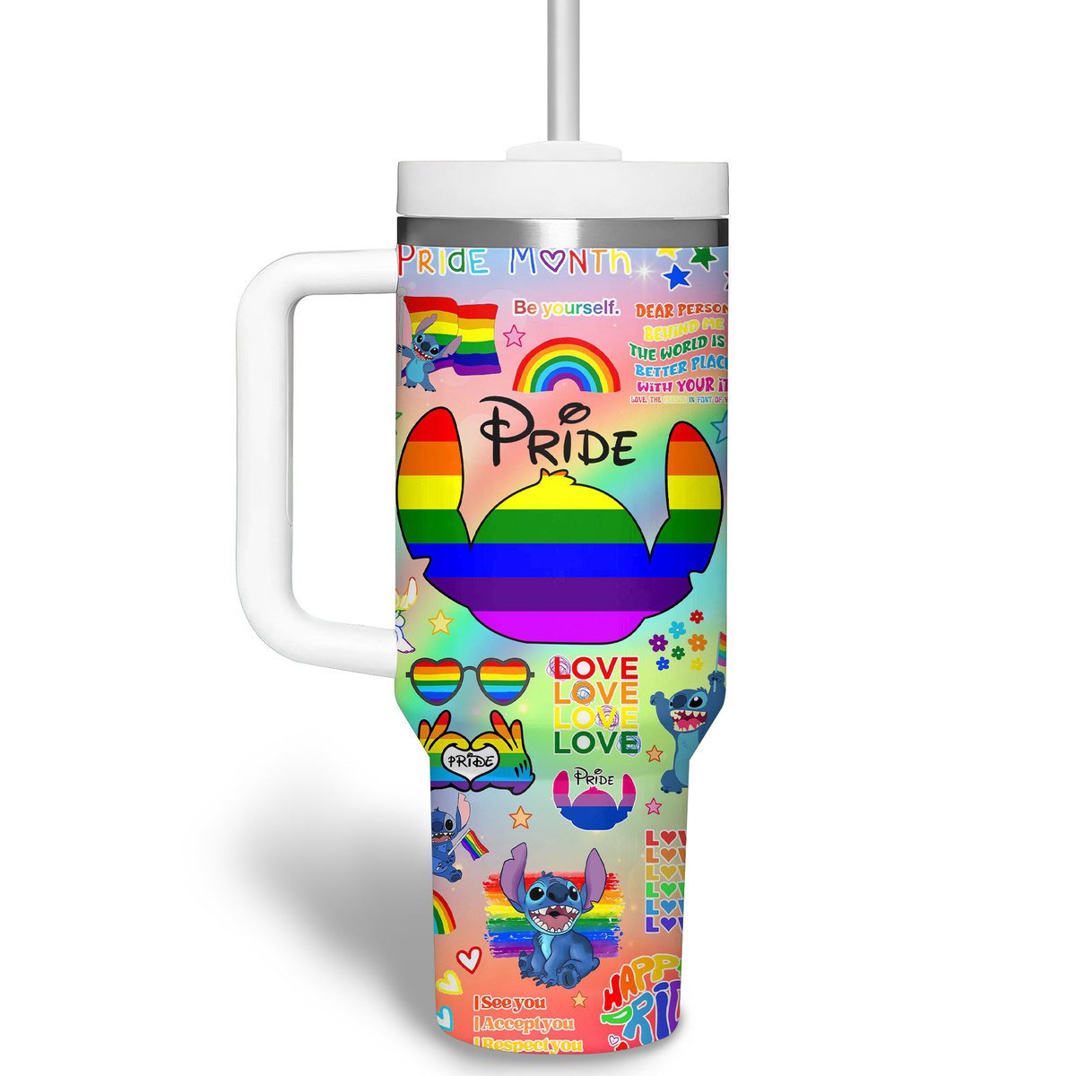 Stitch Cartoon Custom Stanley Cup 40 oz 30 oz Tumbler With Handle