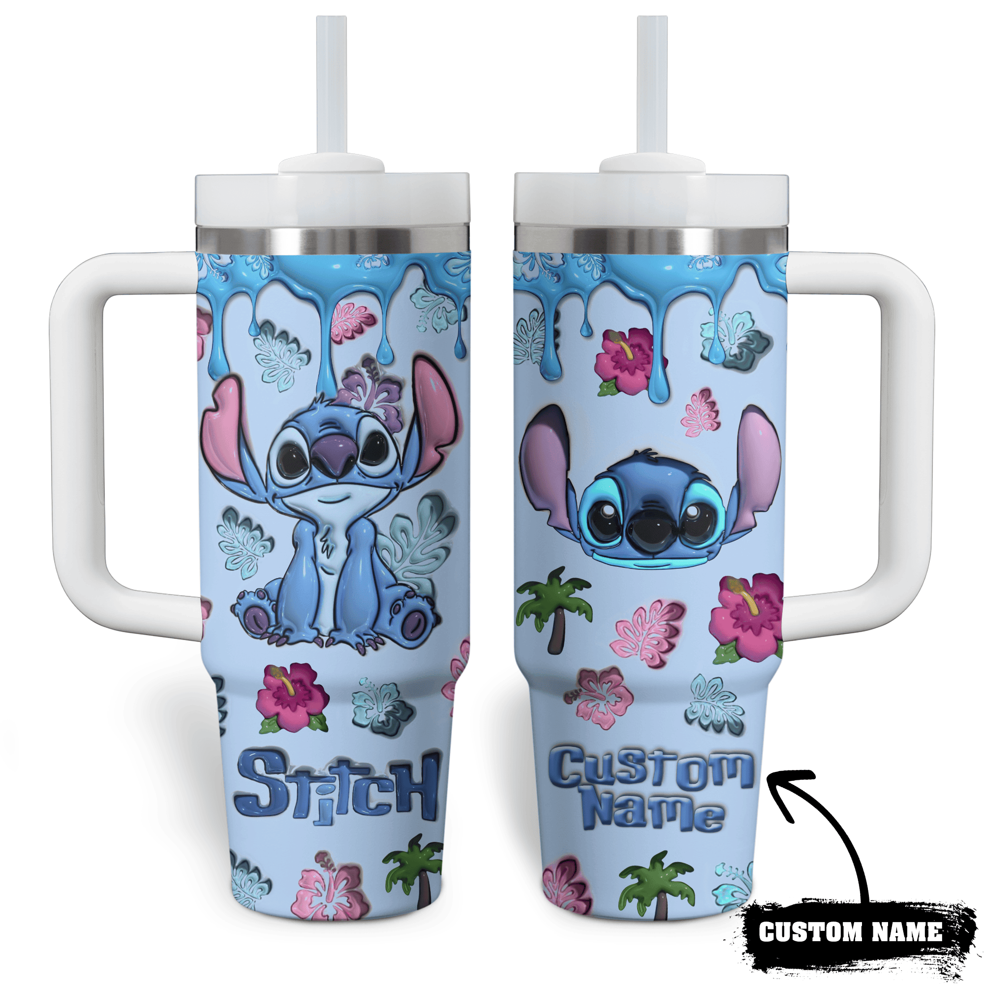 Stitch Cartoon Custom Stanley Cup 40 oz 30 oz Tumbler With Handle