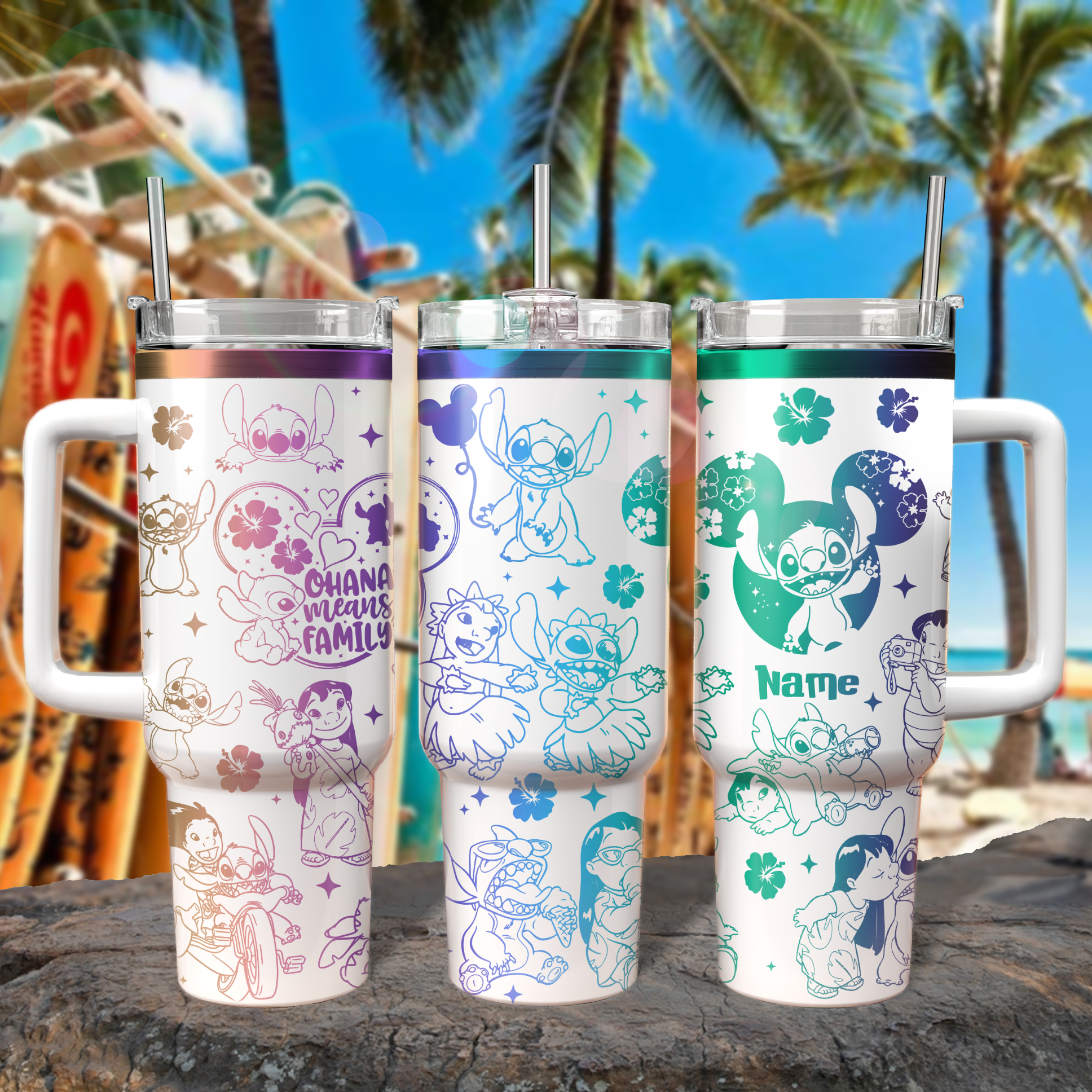 Stitch Cartoon Custom Stanley Cup 40 oz 30 oz Tumbler With Handle