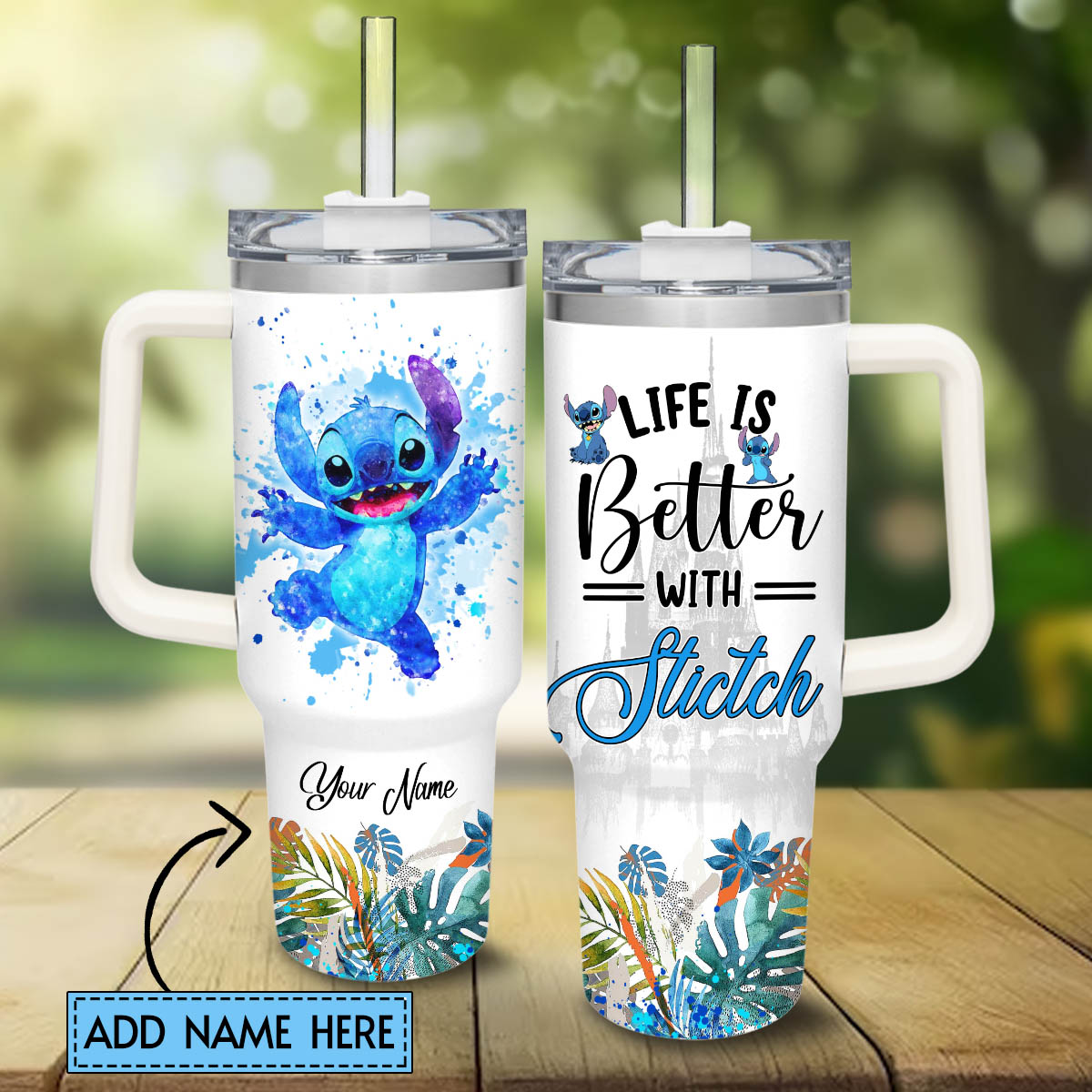 Stitch Cartoon Custom Stanley Cup 40 oz 30 oz Tumbler With Handle