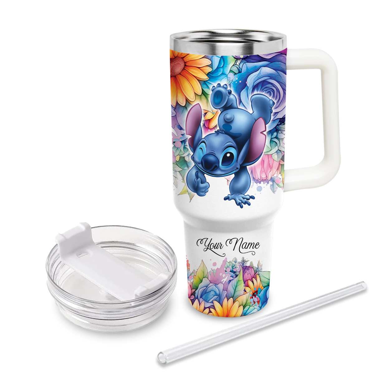 Stitch Cartoon Custom Stanley Cup 40 oz 30 oz Tumbler With Handle