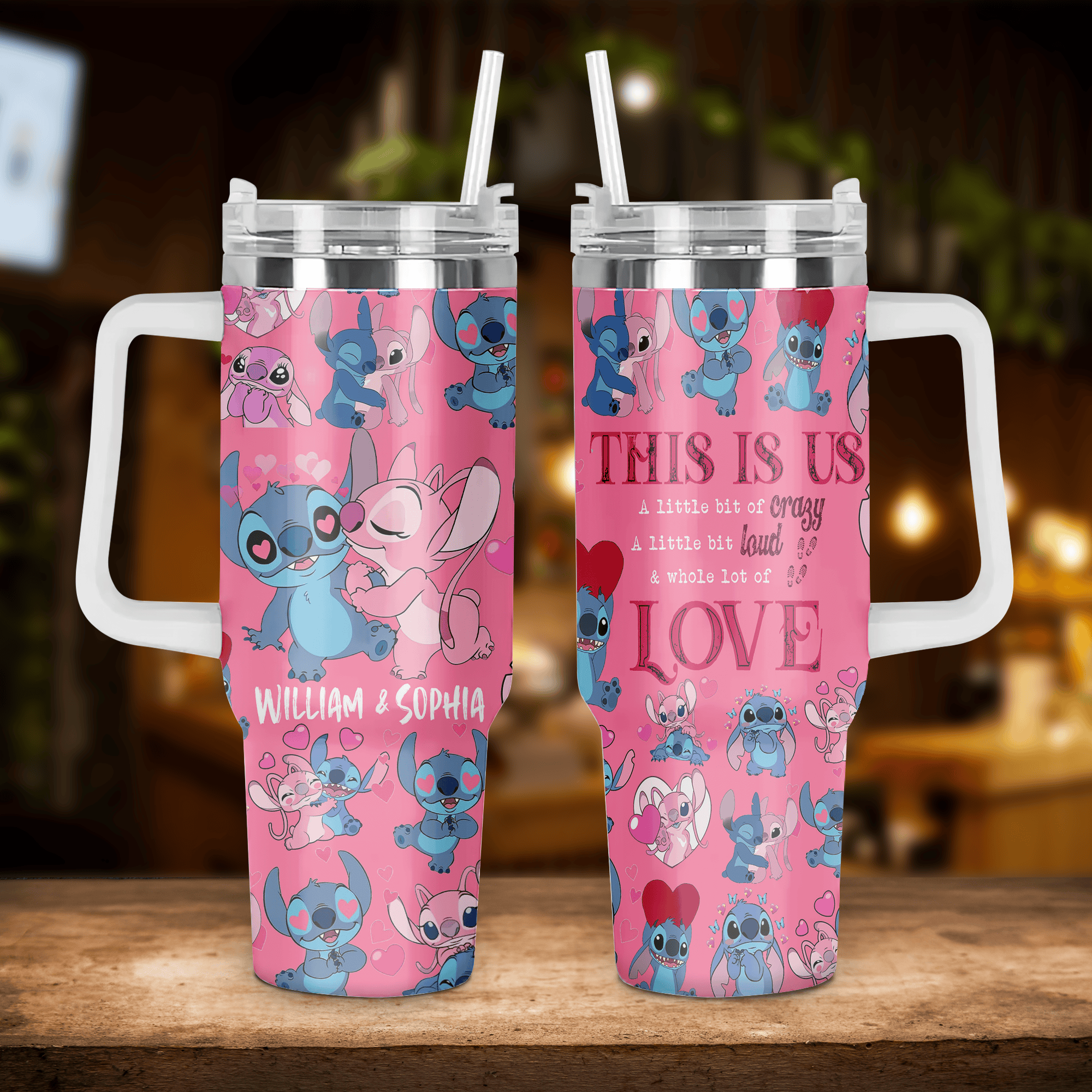 Stitch Cartoon Custom Stanley Cup 40 oz 30 oz Tumbler With Handle