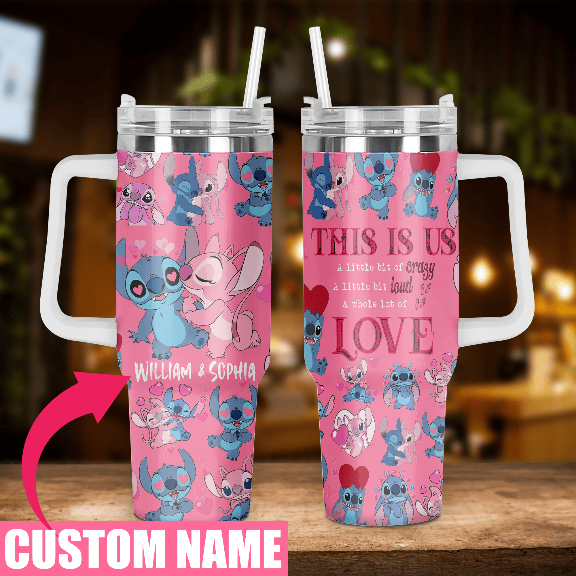 Stitch Cartoon Custom Stanley Cup 40 oz 30 oz Tumbler With Handle