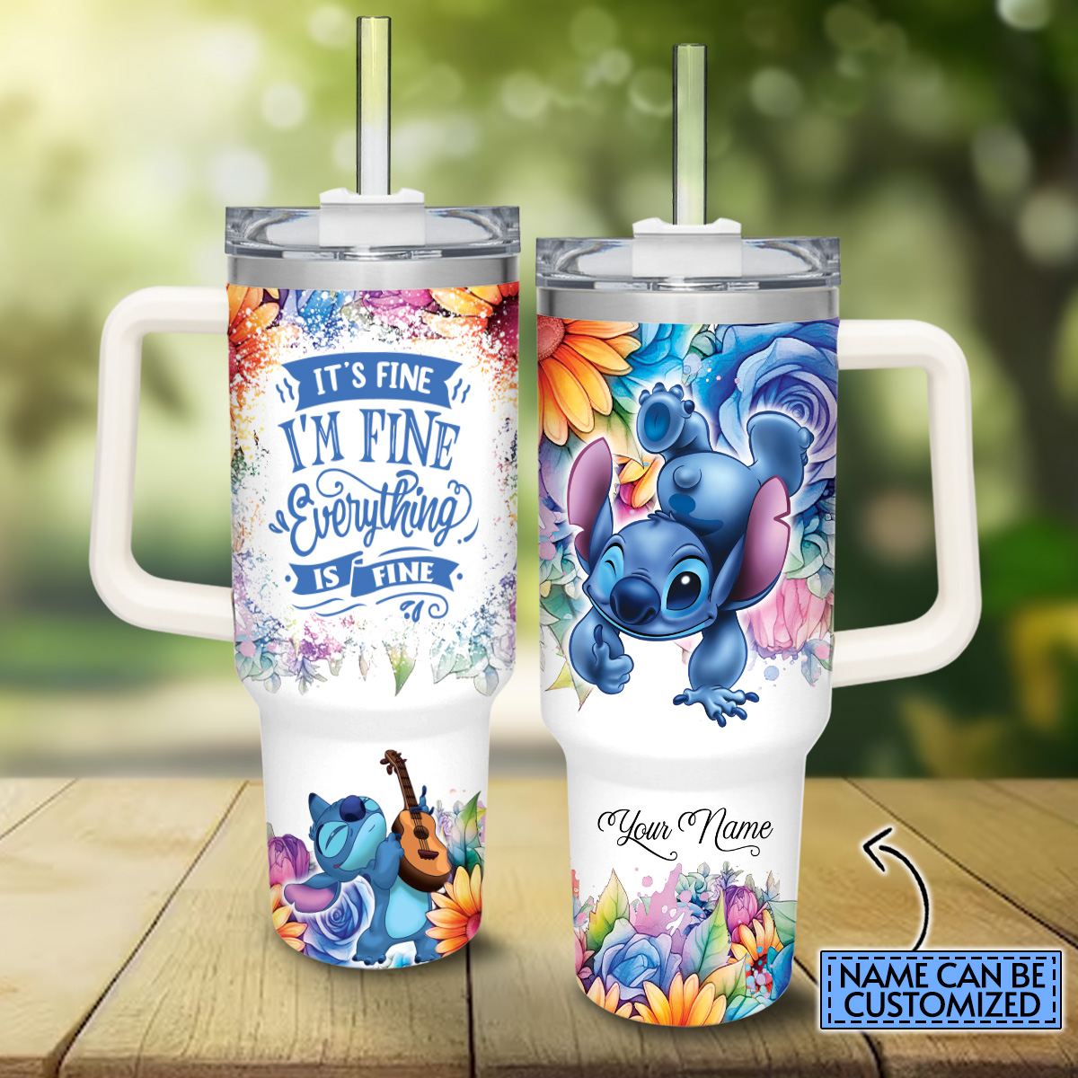 Stitch Cartoon Custom Stanley Cup 40 oz 30 oz Tumbler With Handle