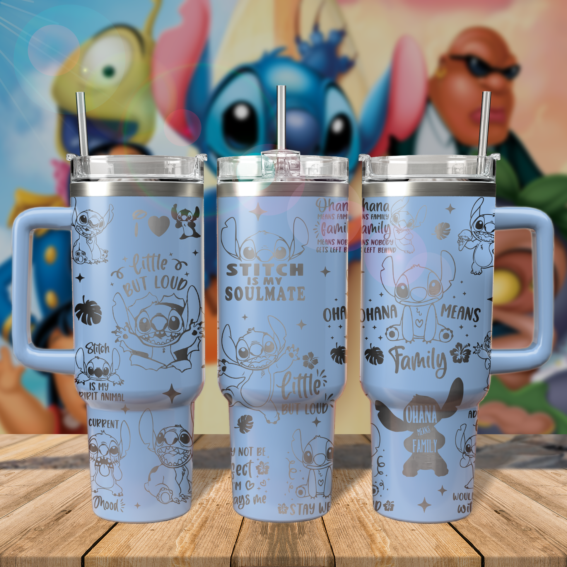 Stitch Cartoon Custom Stanley Cup 40 oz 30 oz Tumbler With Handle