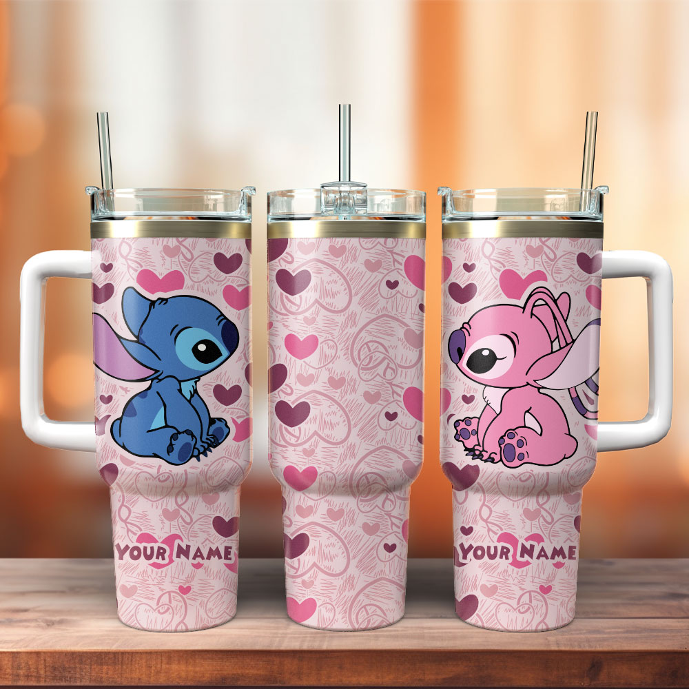 Stitch Cartoon Custom Stanley Cup 40 oz 30 oz Tumbler With Handle
