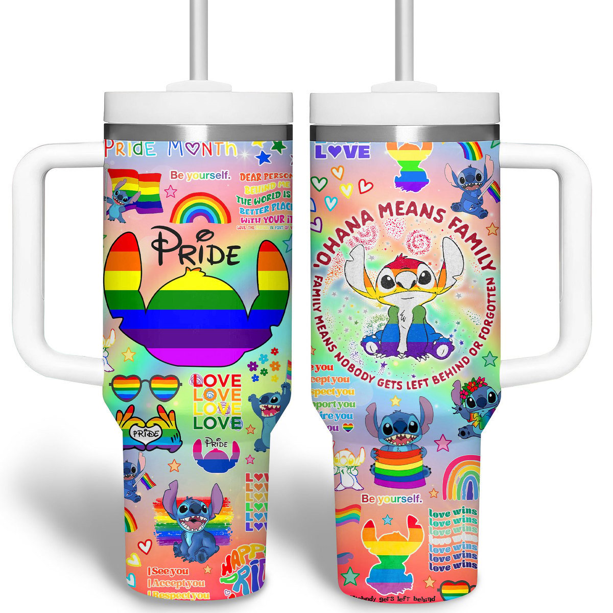 Stitch Cartoon Custom Stanley Cup 40 oz 30 oz Tumbler With Handle