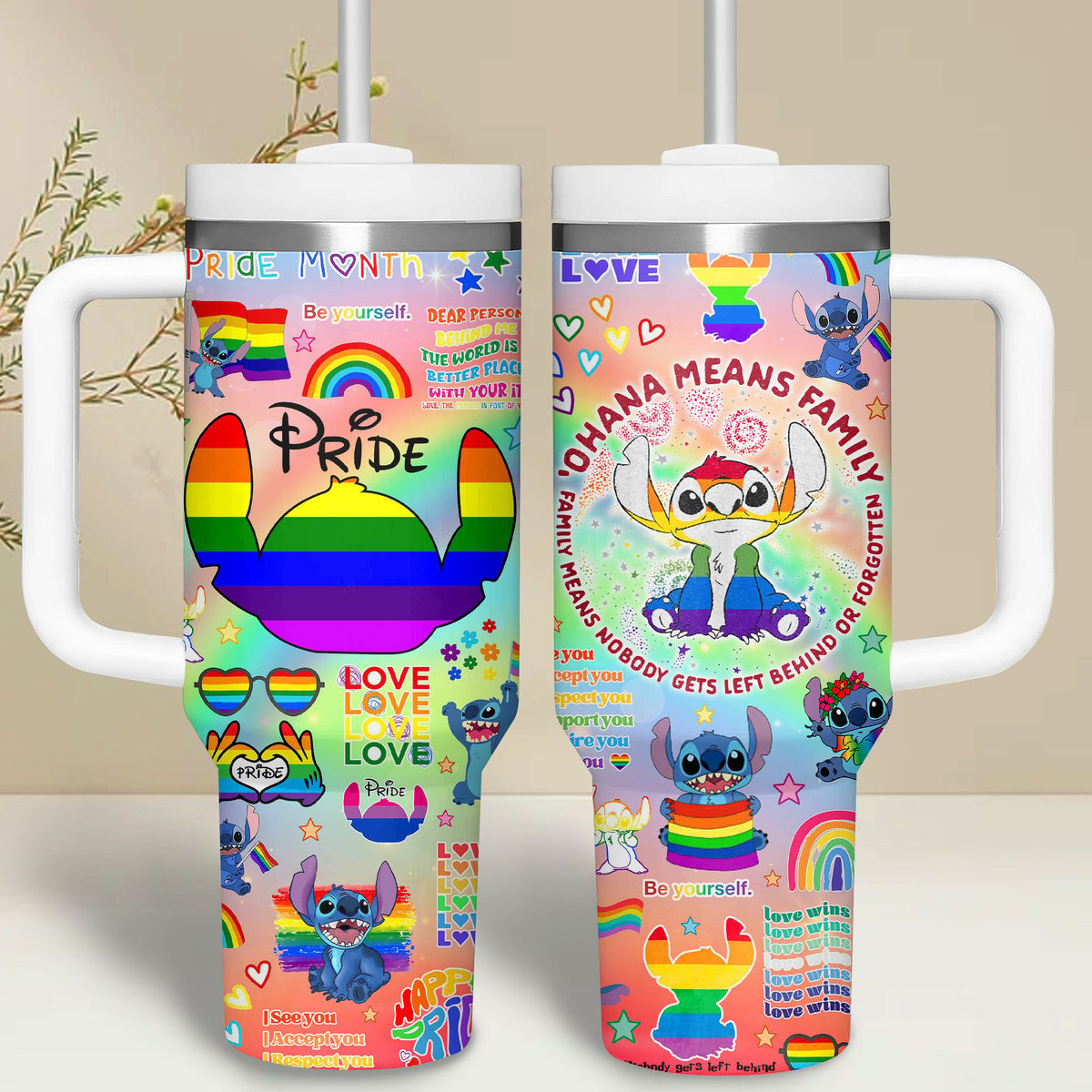 Stitch Cartoon Custom Stanley Cup 40 oz 30 oz Tumbler With Handle