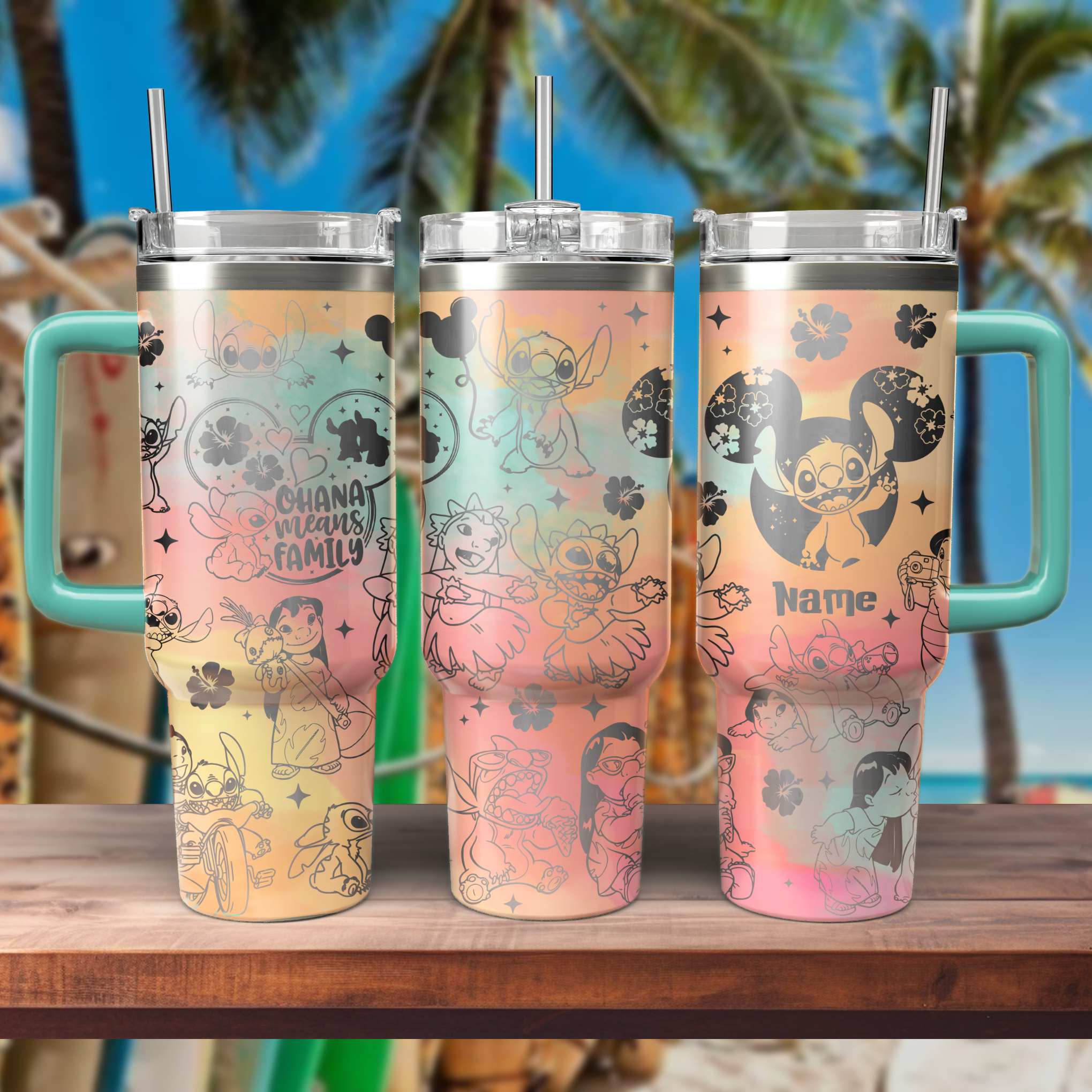 Stitch Cartoon Custom Stanley Cup 40 oz 30 oz Tumbler With Handle