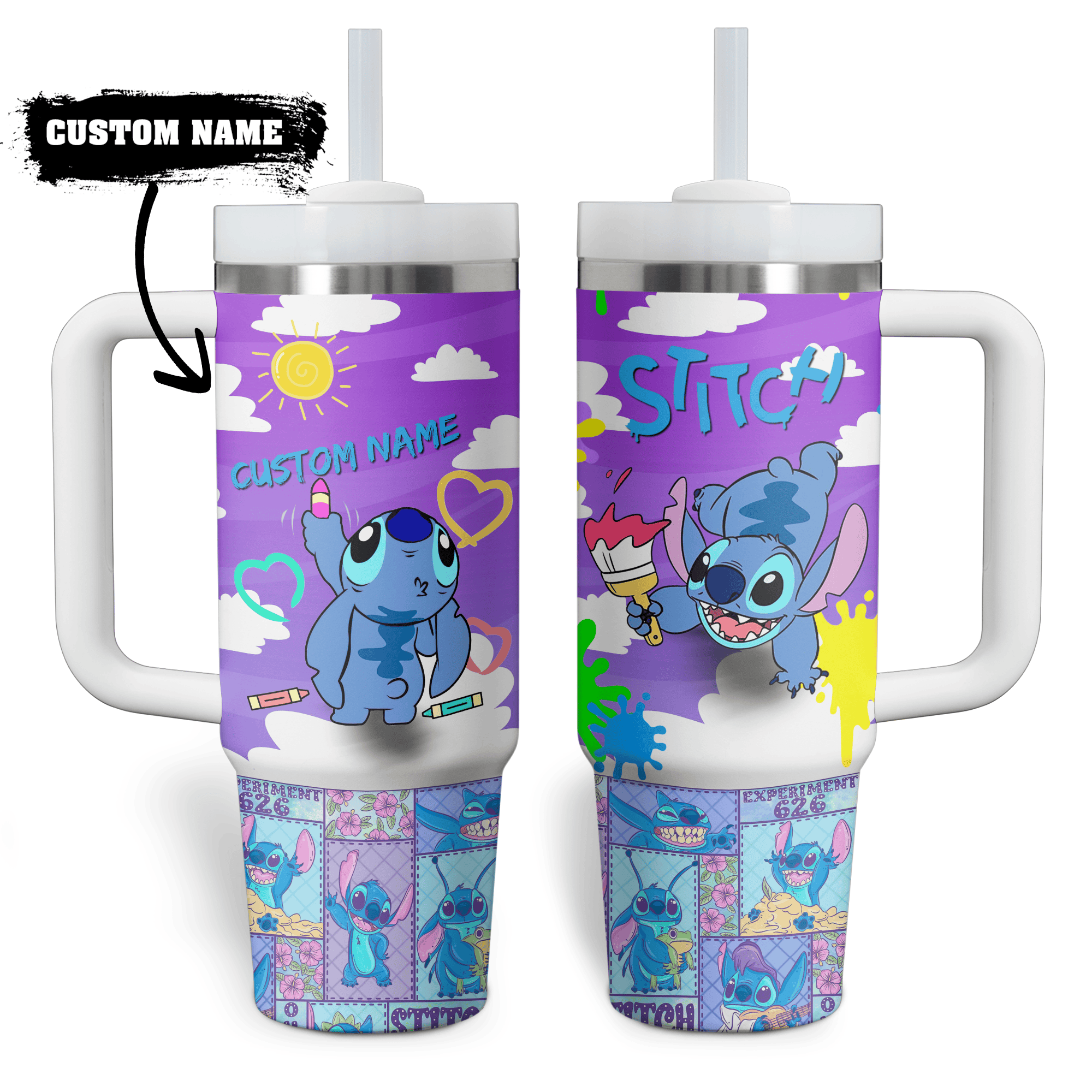 Stitch Cartoon Custom Stanley Cup 40 oz 30 oz Tumbler With Handle