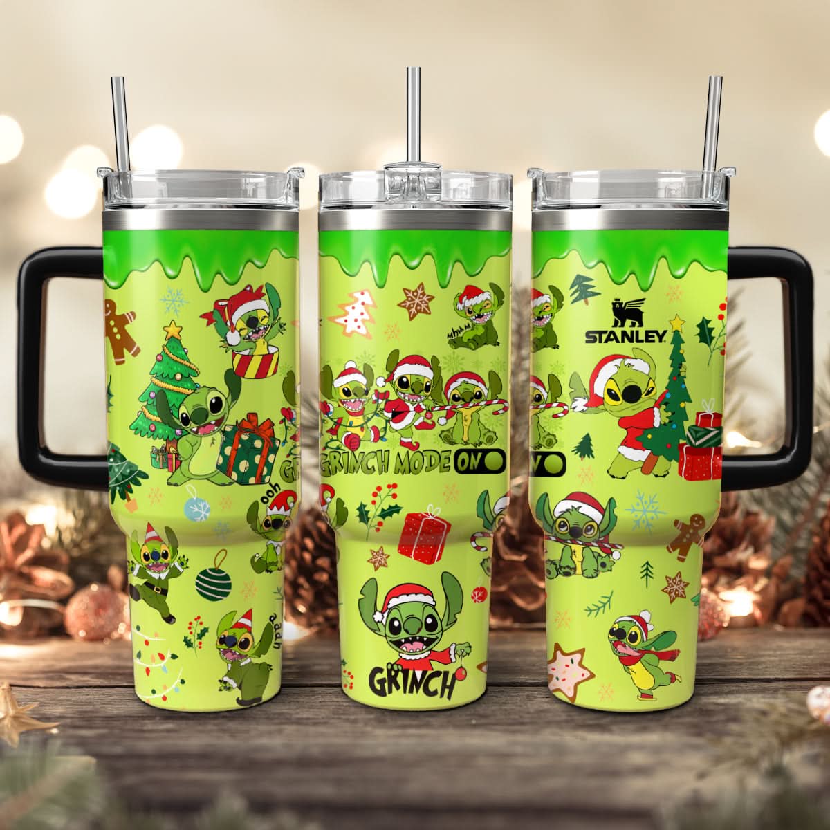 Stitch Cosplay Grinch Cartoon Christmas Custom Stanley Cup 40 oz 30 oz Tumbler With Handle