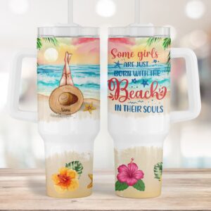 Summer Beach Girl Custom Stanley Cup 40 oz 30 oz Tumbler With Handle