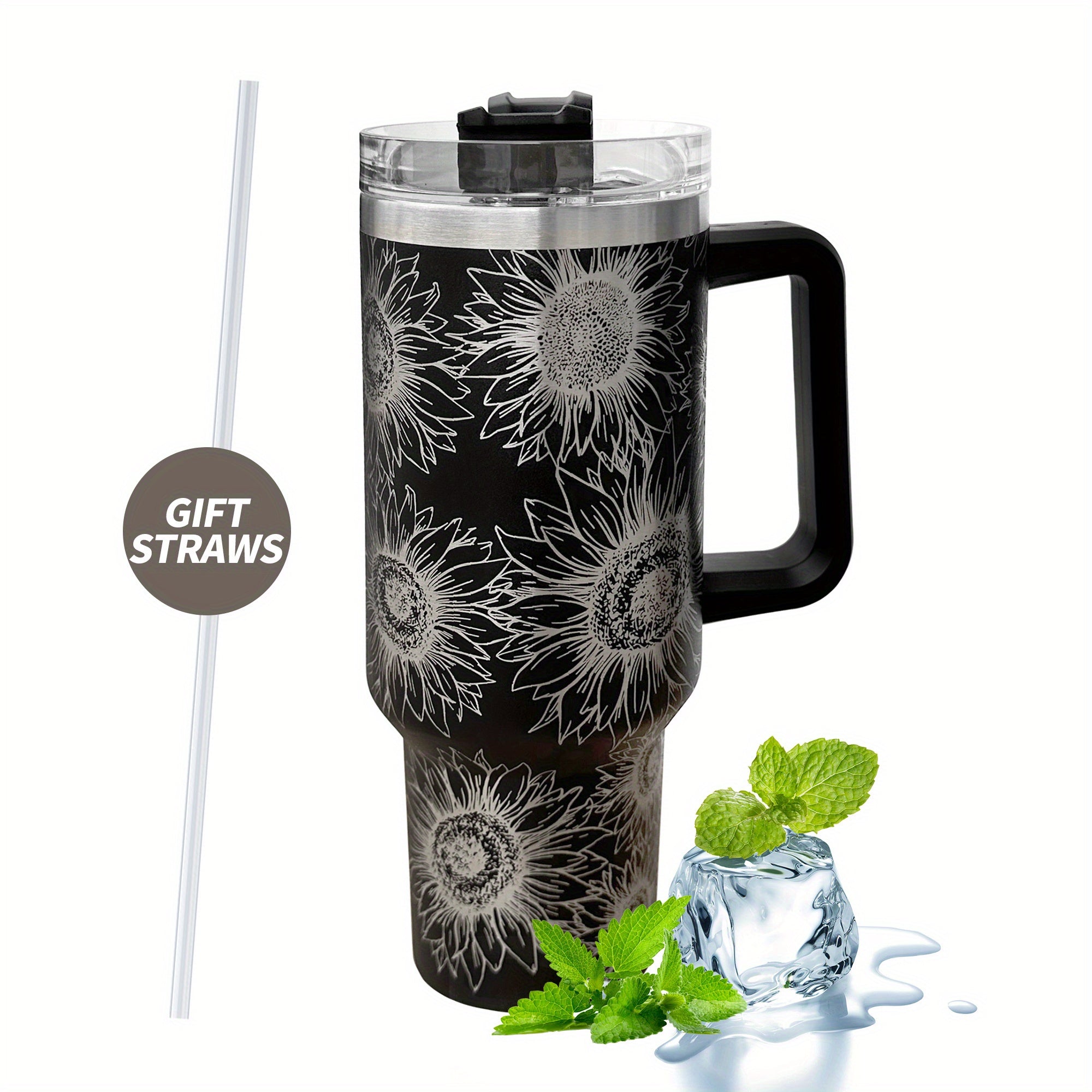 Sunflower Print Custom Stanley Cup 40 oz 30 oz Tumbler With Handle
