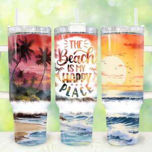 Sunset Beach Custom Stanley Cup 40 oz 30 oz Tumbler With Handle