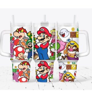 Super Mario Bros Games Custom Stanley Cup 40 oz 30 oz Tumbler With Handle