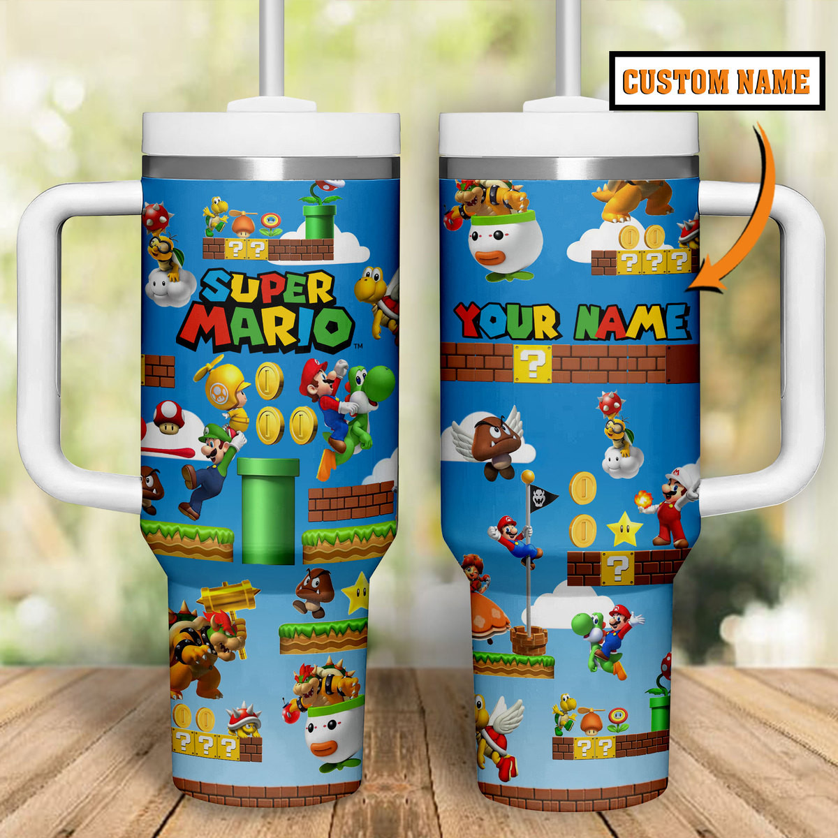 Super Mario Games Custom Stanley Cup 40 oz 30 oz Tumbler With Handle