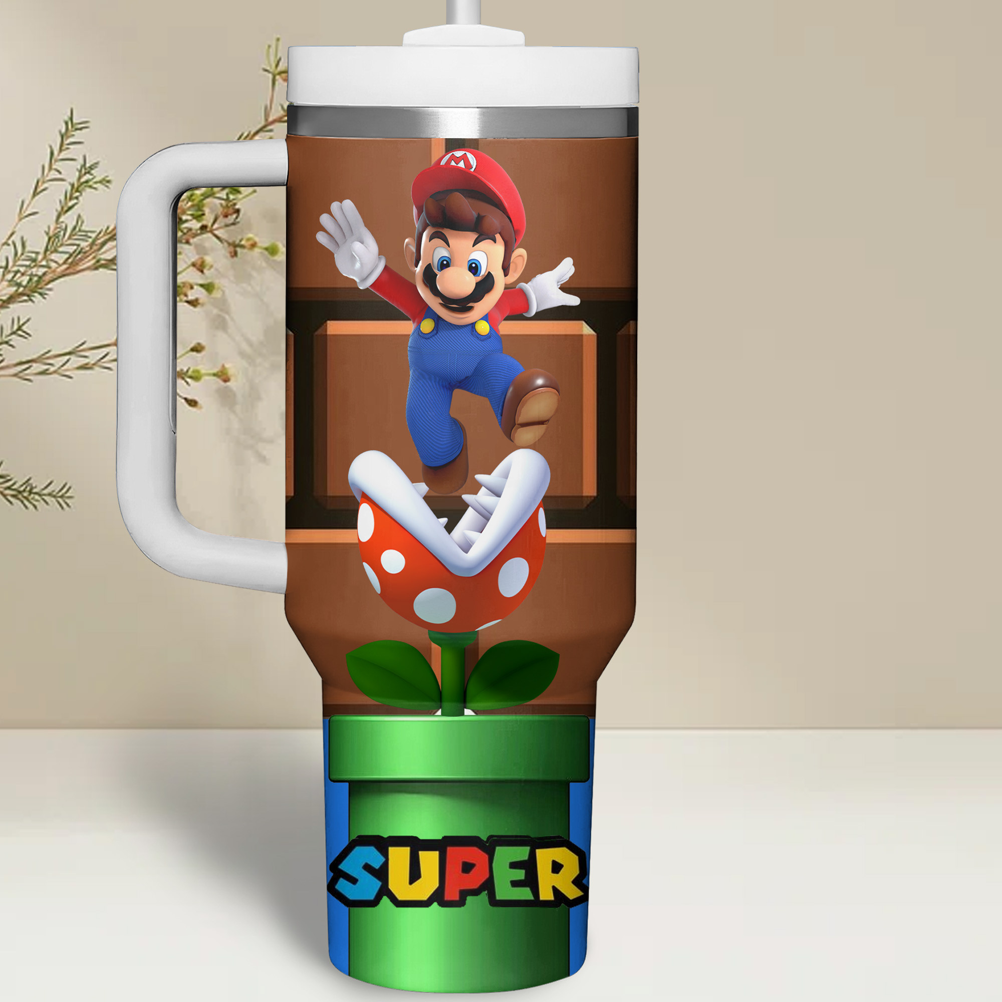 Super Mario Games Custom Stanley Cup 40 oz 30 oz Tumbler With Handle