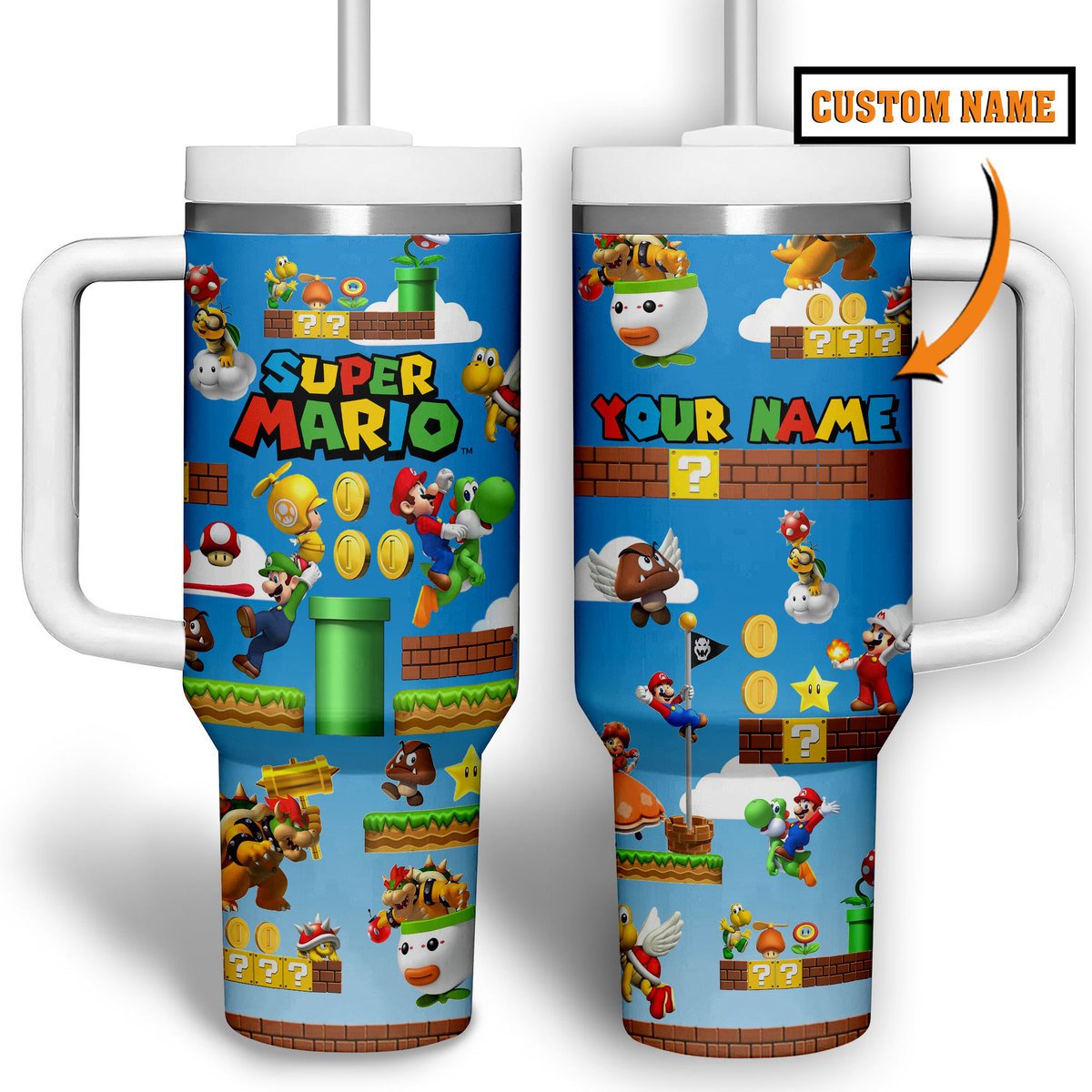 Super Mario Games Custom Stanley Cup 40 oz 30 oz Tumbler With Handle