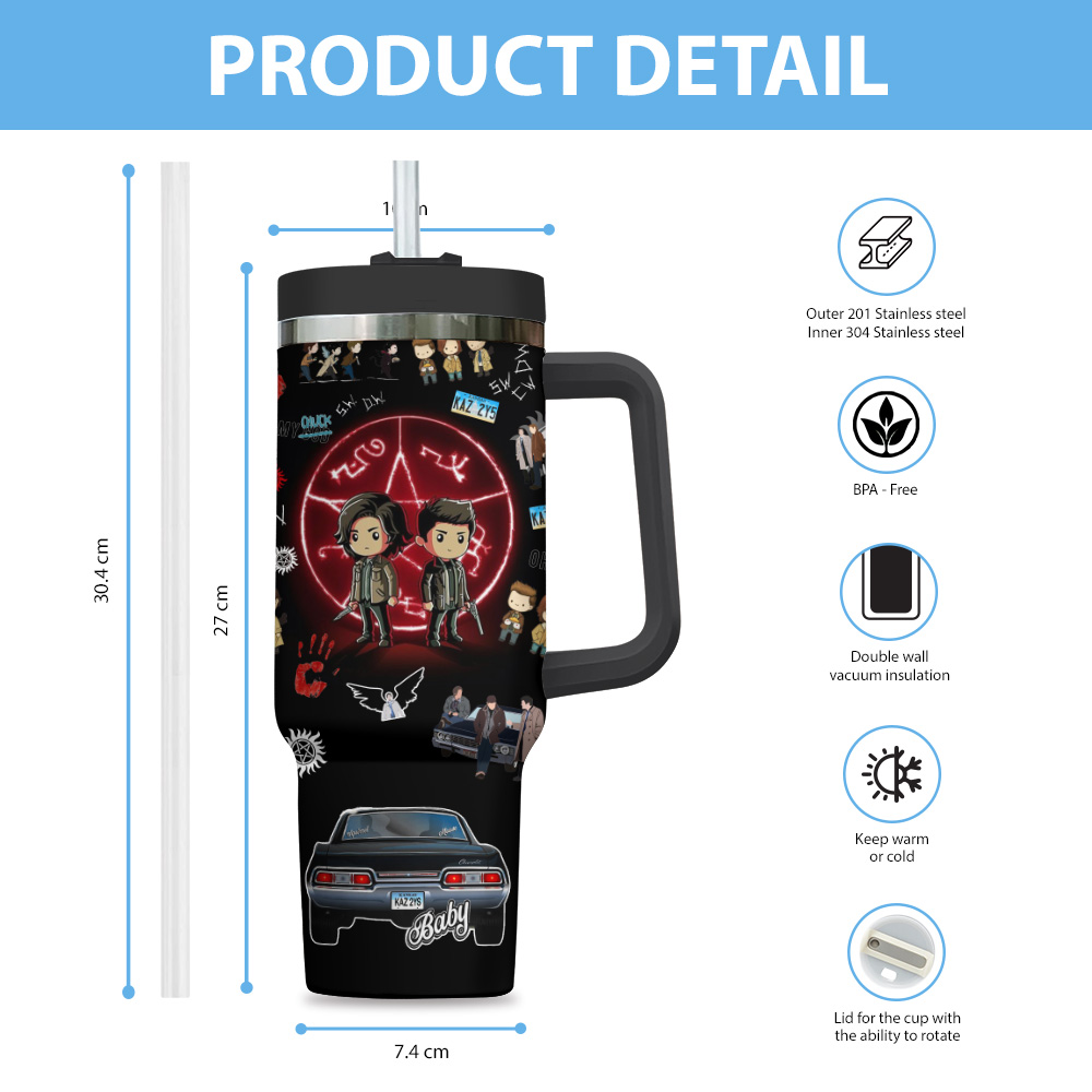 Supernatural TV Series Custom Stanley Cup 40 oz 30 oz Tumbler With Handle