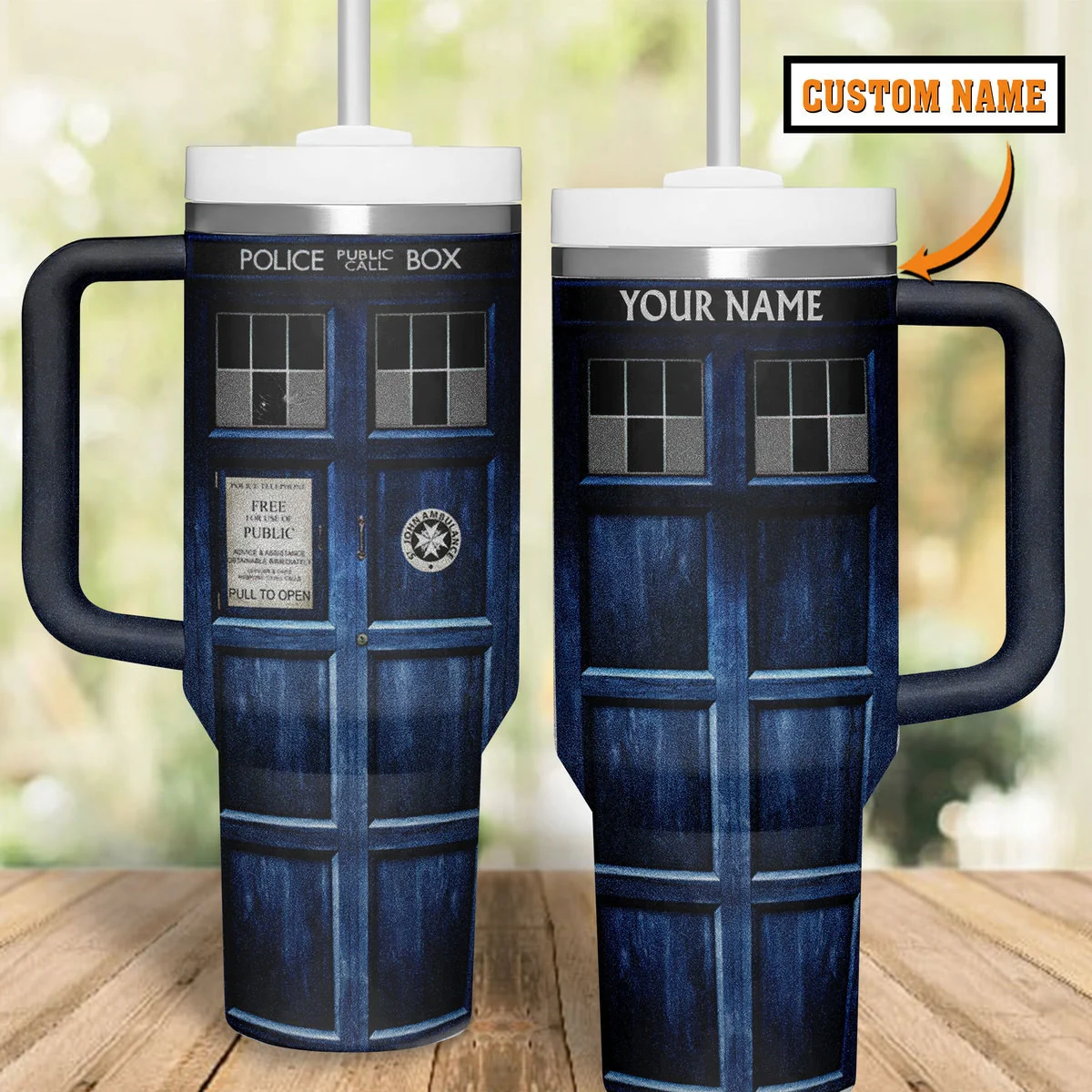 Tardis Doctor Who Custom Stanley Cup 40 oz 30 oz Tumbler With Handle