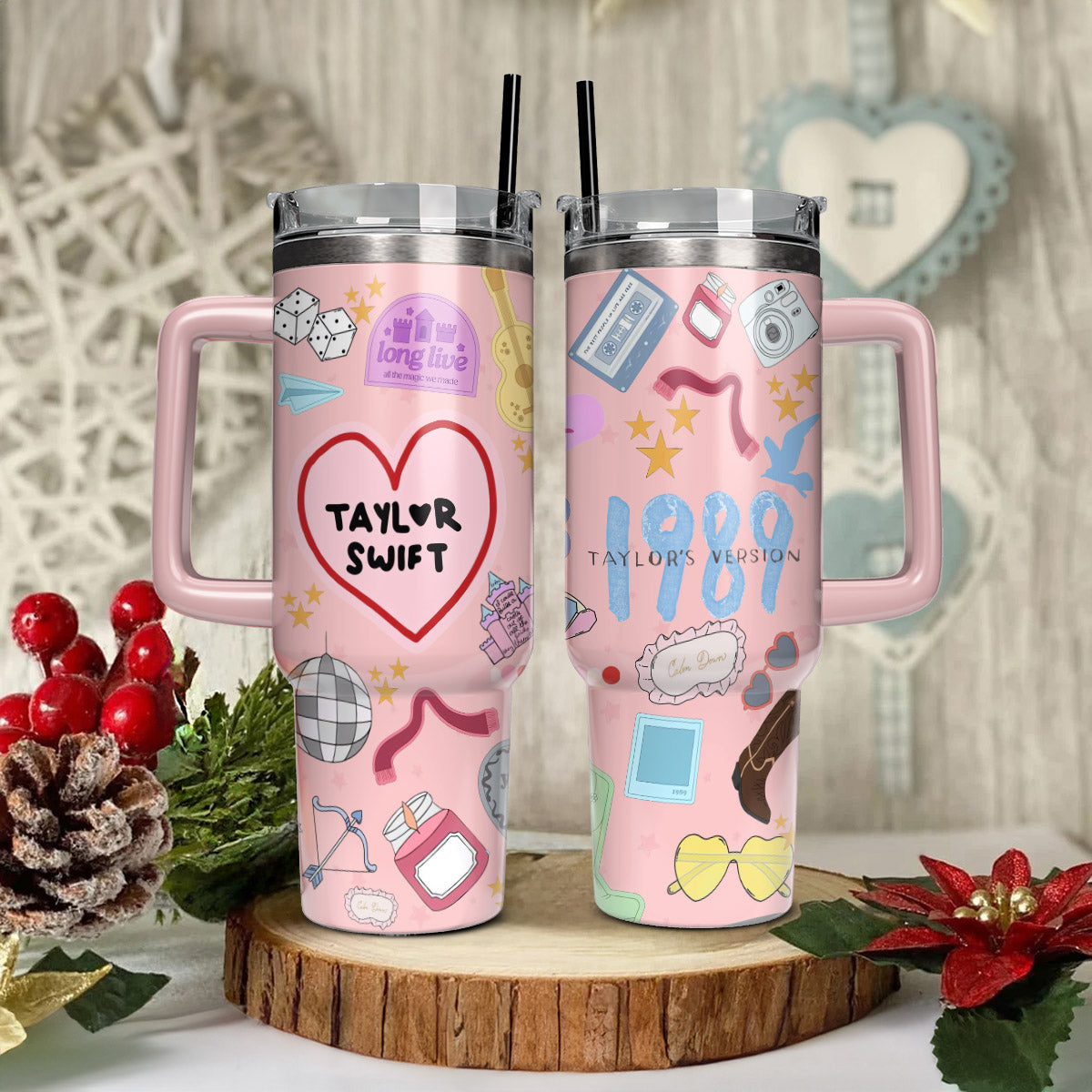 Taylor Swift Music Christmas Custom Stanley Cup 40 oz 30 oz Tumbler With Handle