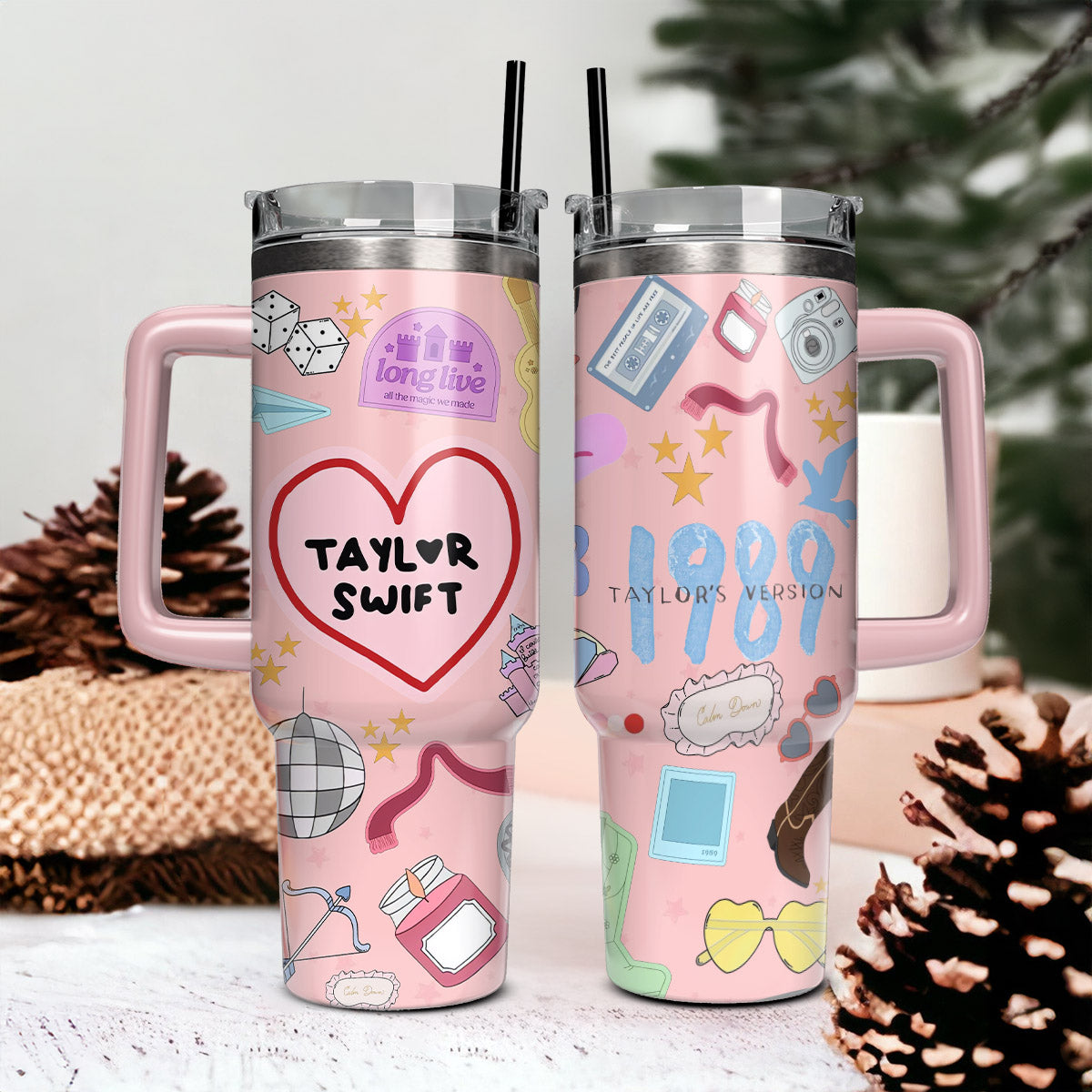 Taylor Swift Music Christmas Custom Stanley Cup 40 oz 30 oz Tumbler With Handle