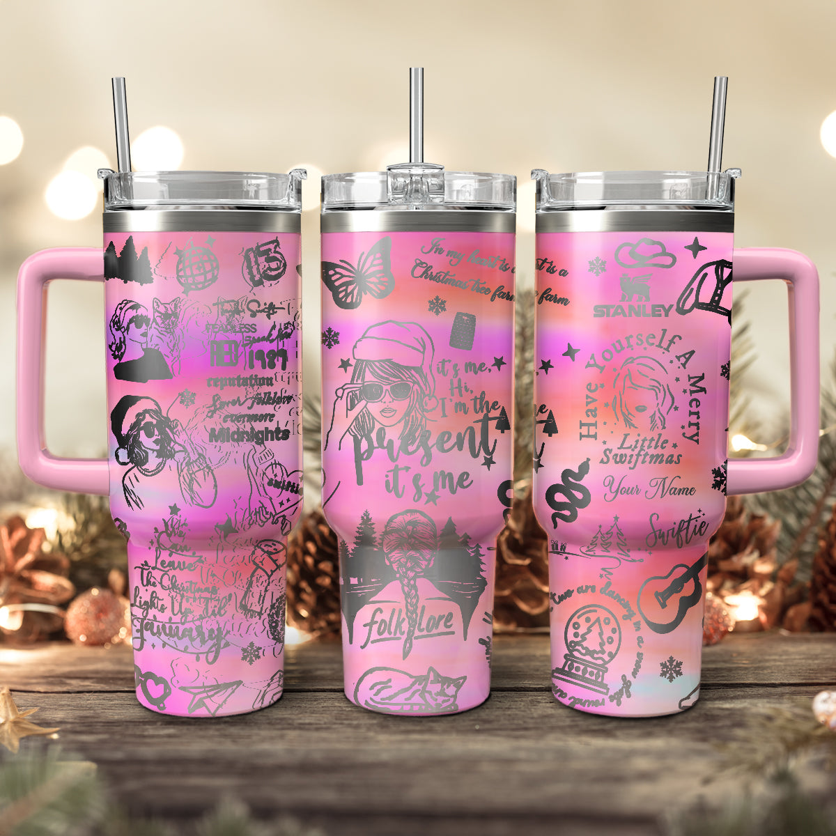 Taylor Swift Music Christmas Custom Stanley Cup 40 oz 30 oz Tumbler With Handle