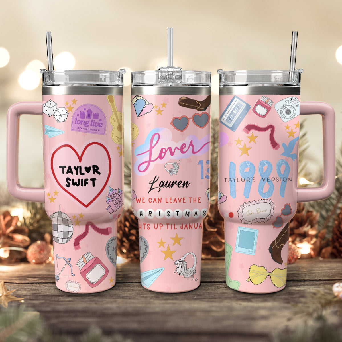 Taylor Swift Music Christmas Custom Stanley Cup 40 oz 30 oz Tumbler With Handle