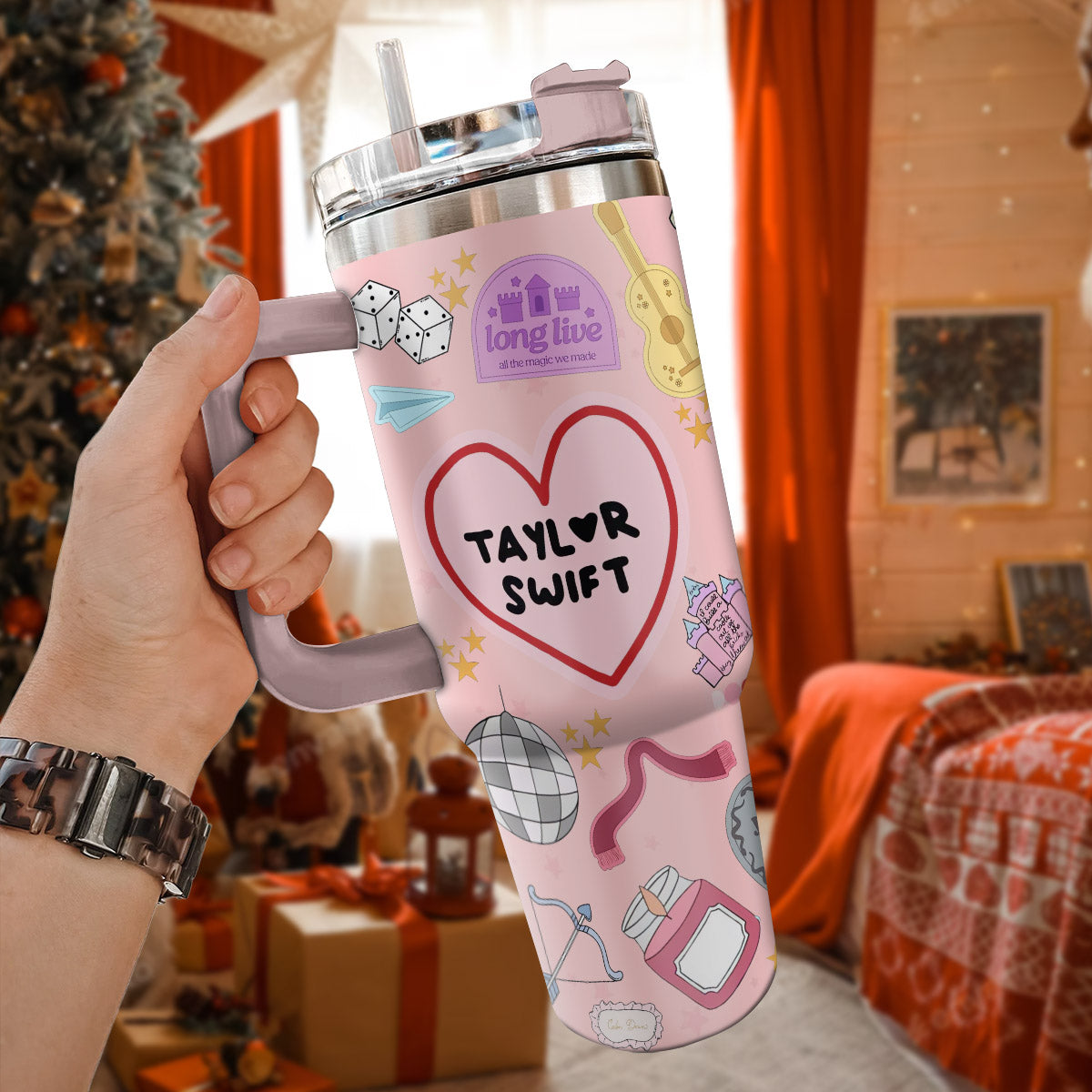 Taylor Swift Music Christmas Custom Stanley Cup 40 oz 30 oz Tumbler With Handle