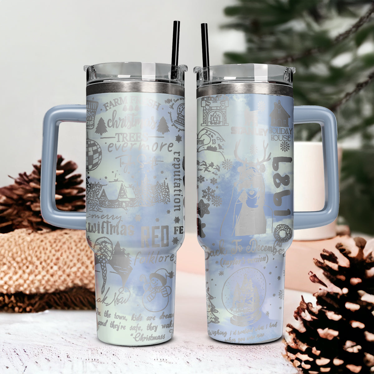 Taylor Swift Music Christmas Custom Stanley Cup 40 oz 30 oz Tumbler With Handle