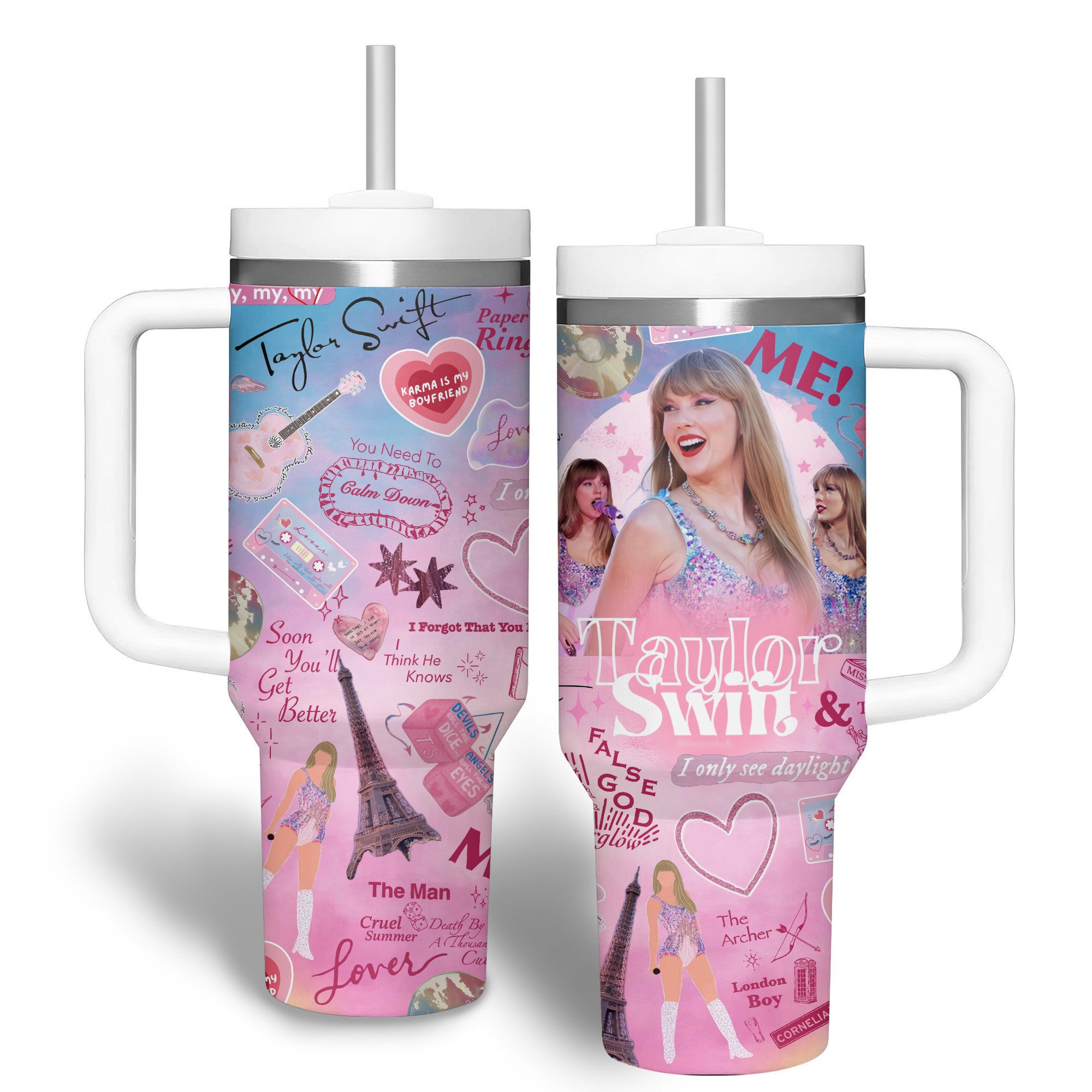 Taylor Swift Music Custom Stanley Cup 40 oz 30 oz Tumbler With Handle