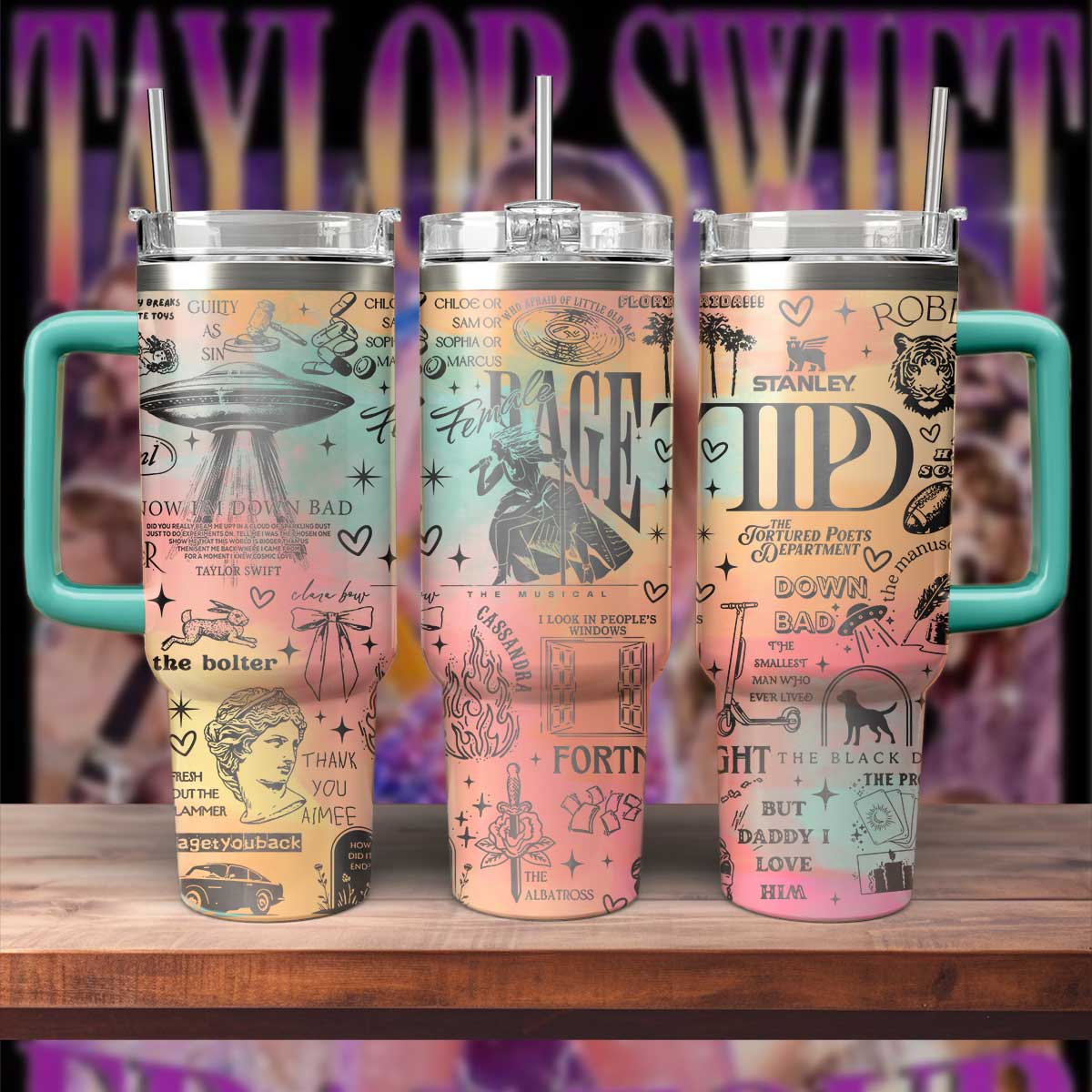 Taylor Swift Music Custom Stanley Cup 40 oz 30 oz Tumbler With Handle