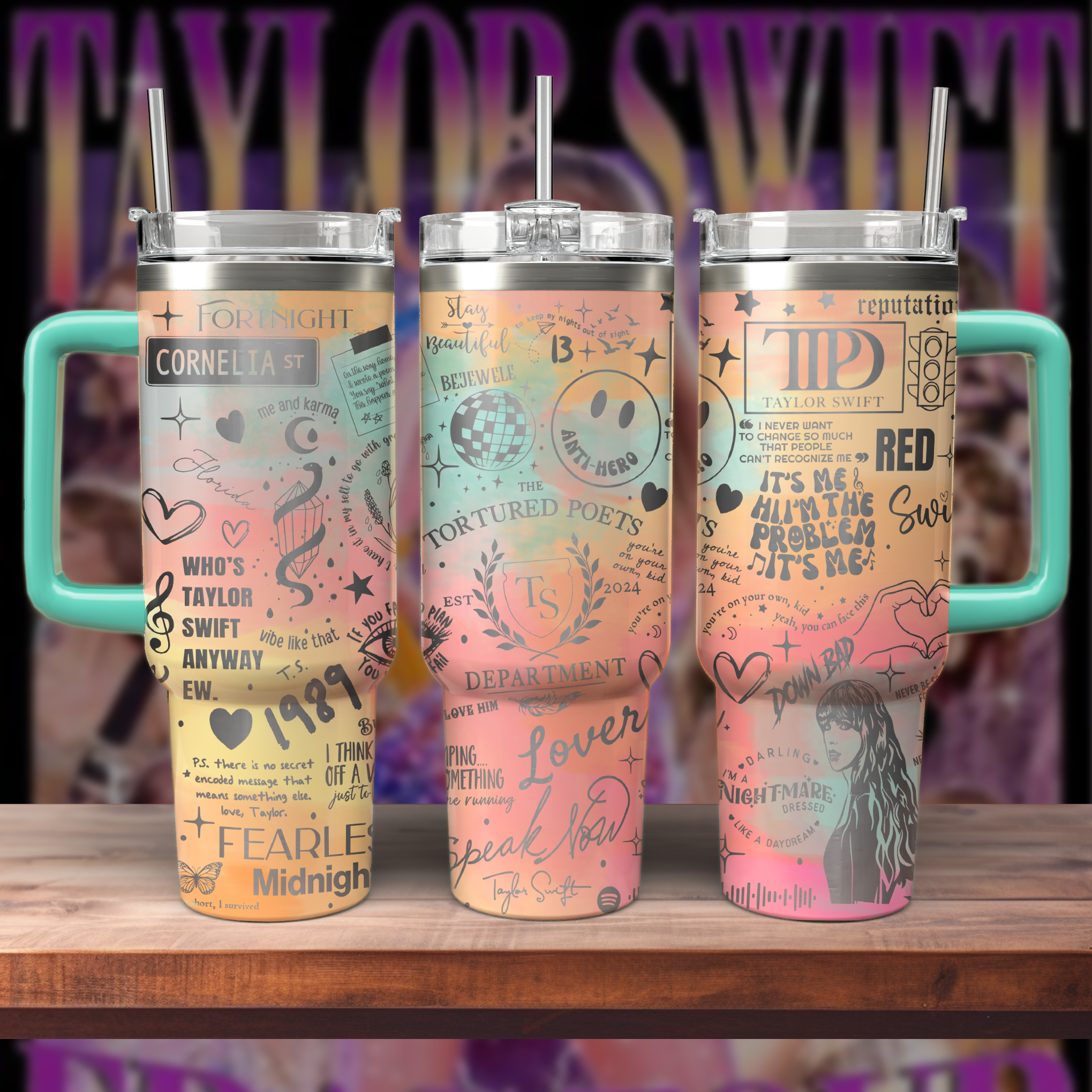 Taylor Swift Music Custom Stanley Cup 40 oz 30 oz Tumbler With Handle