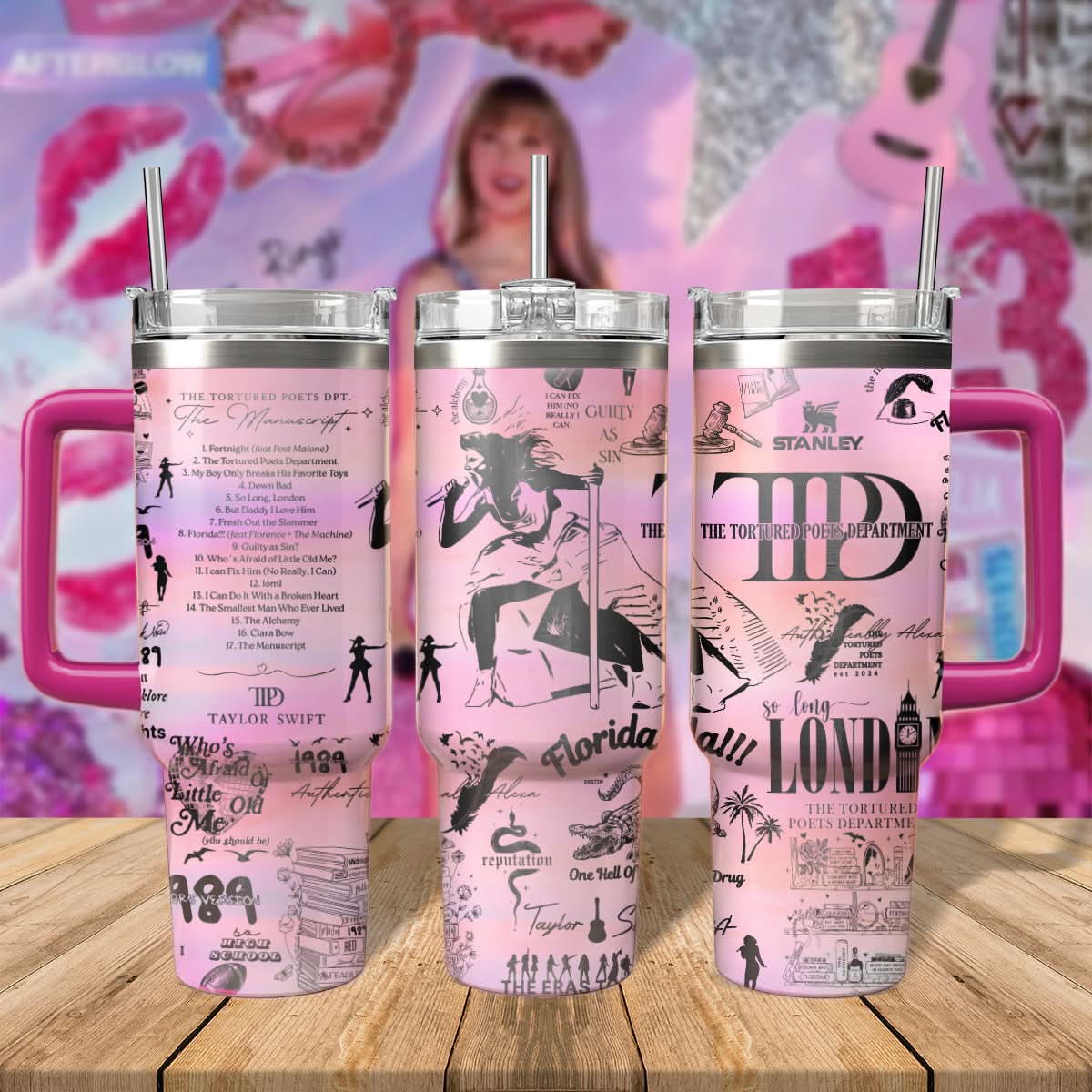 Taylor Swift Music Custom Stanley Cup 40 oz 30 oz Tumbler With Handle
