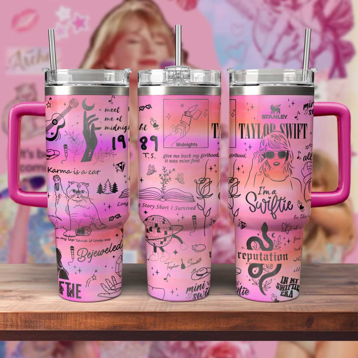 Taylor Swift Music Custom Stanley Cup 40 oz 30 oz Tumbler With Handle