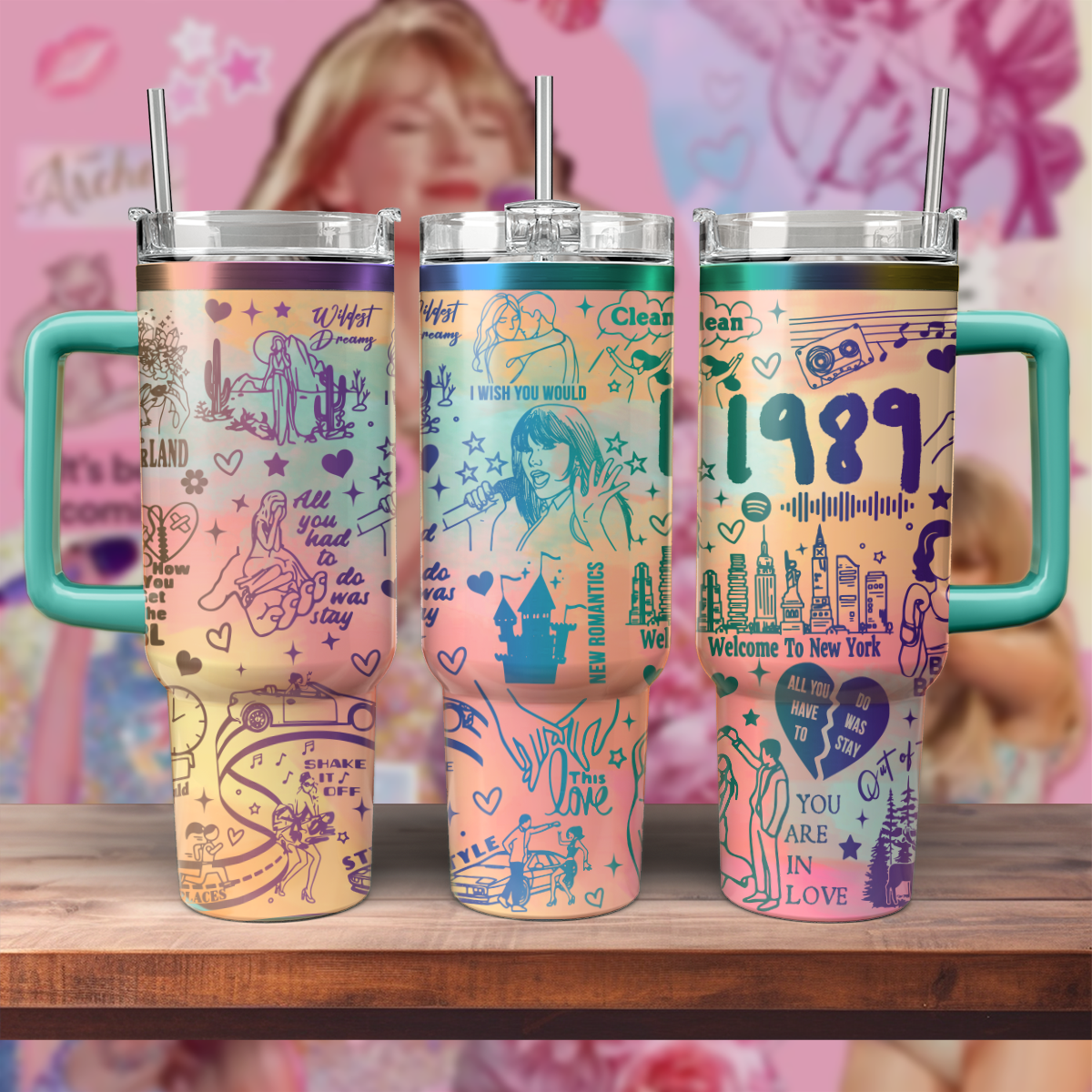 Taylor Swift Music Custom Stanley Cup 40 oz 30 oz Tumbler With Handle